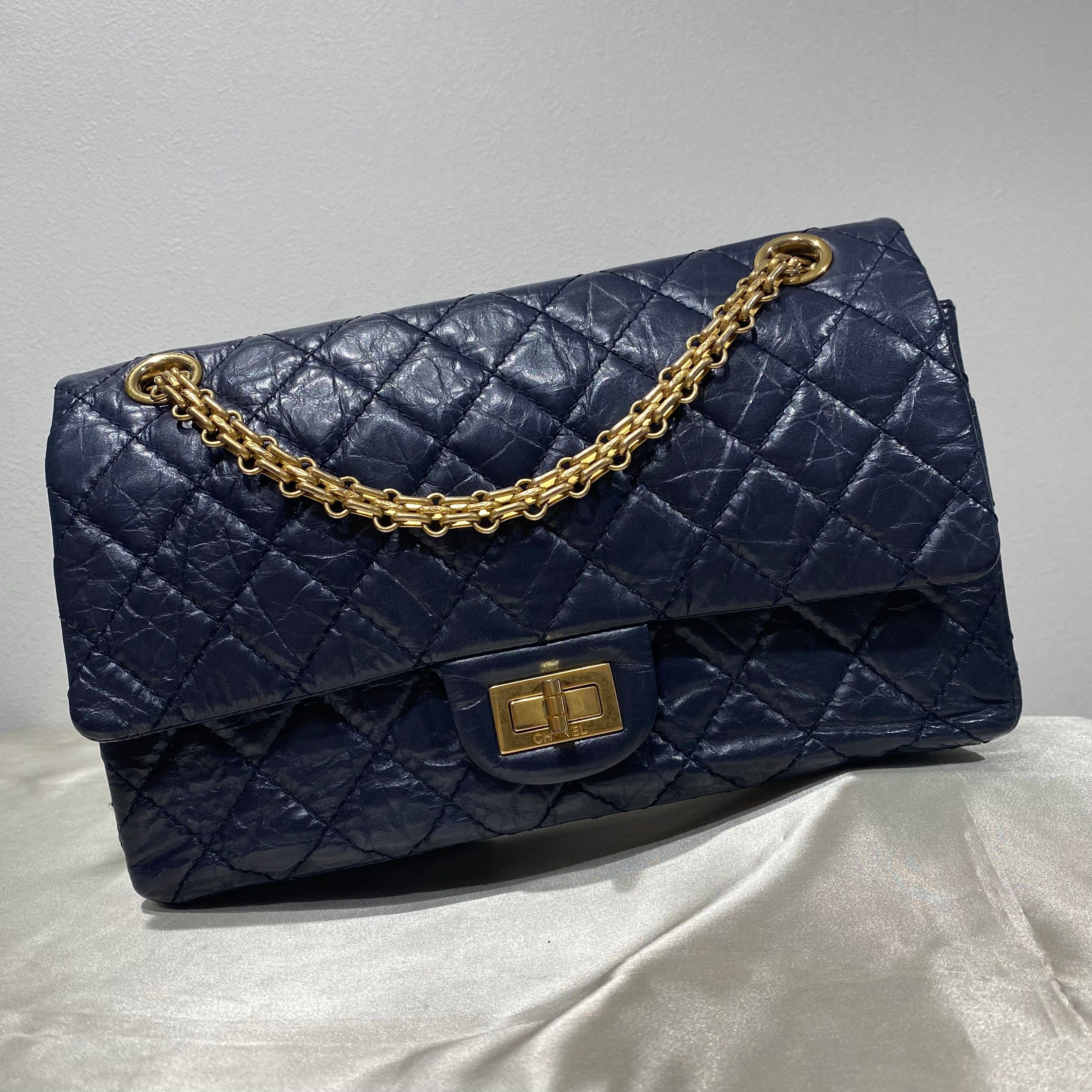 Chanel CHANEL 2.55 CHAIN SHOULDER BAG NAVY CALF SKIN 90191349