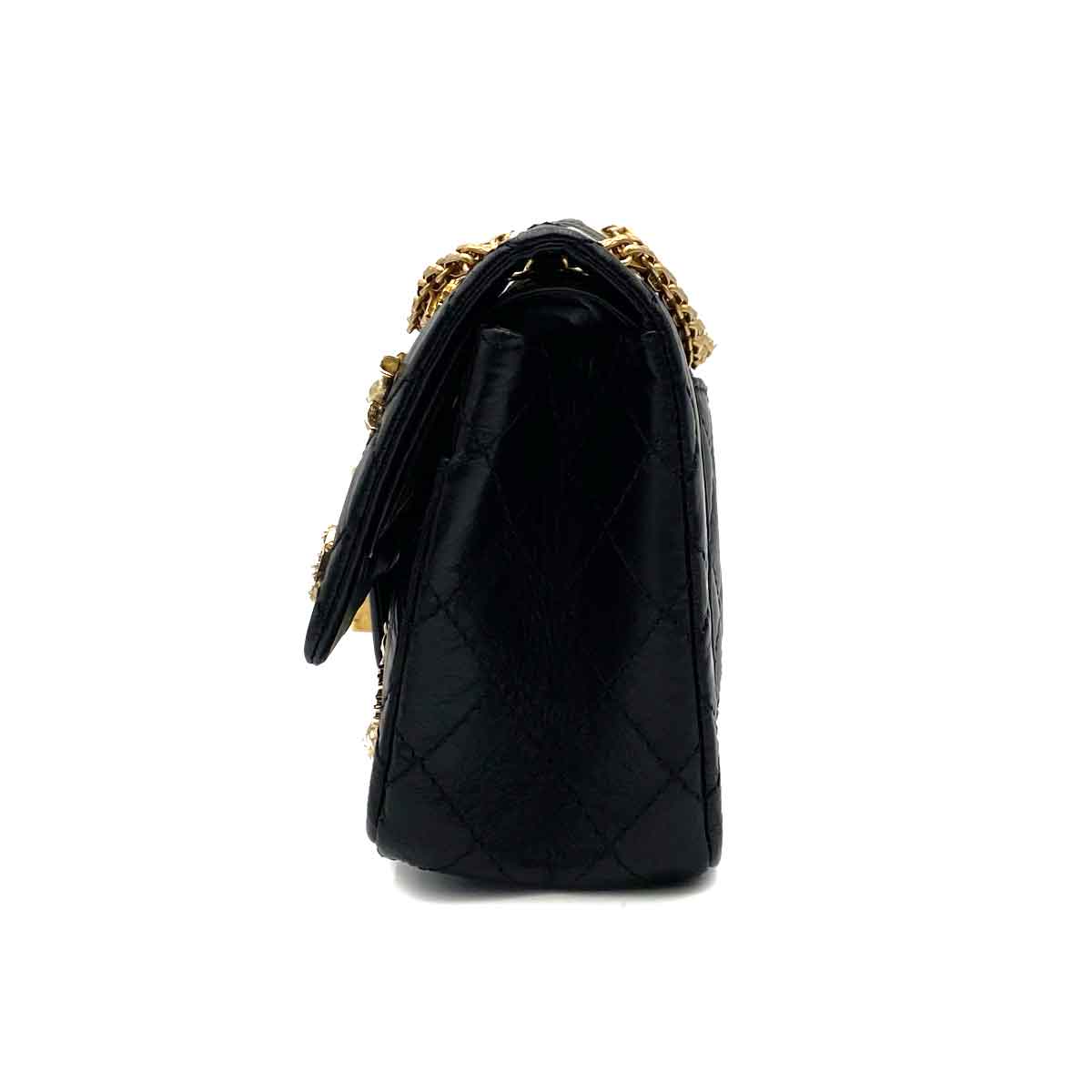 Chanel CHANEL 2.55 EMBROIDERY CHAIN SHOULDER BAG ICON BLACK CALF SKIN 90226493