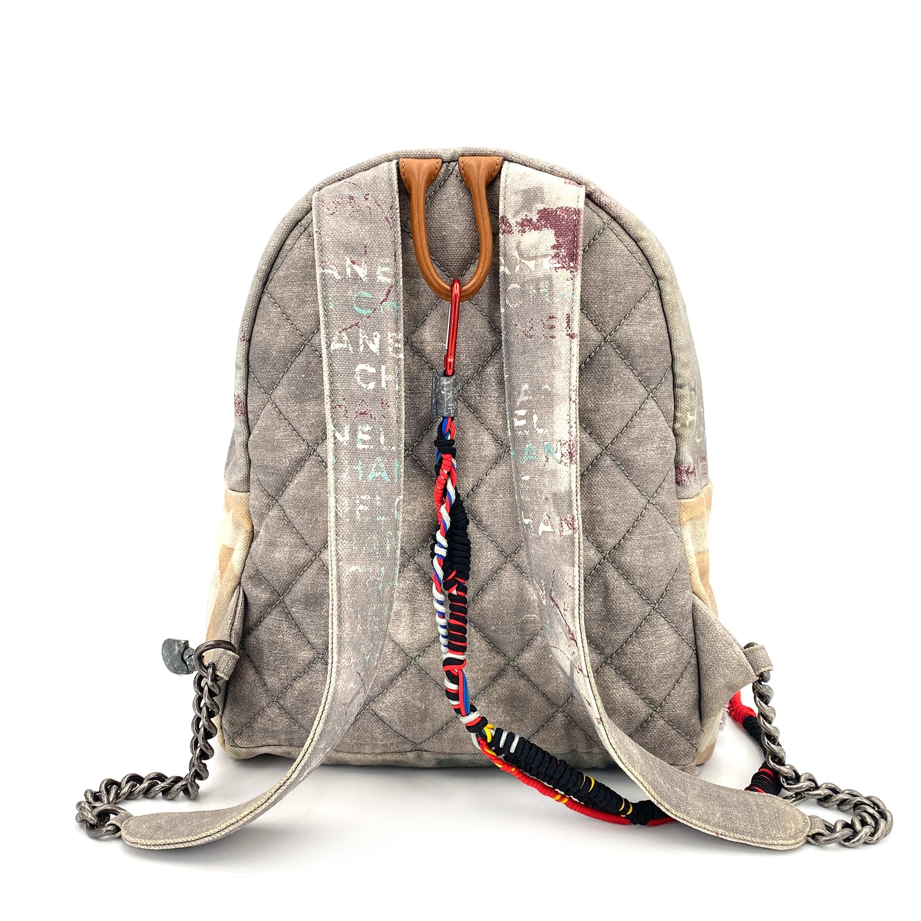 Chanel CHANEL BACK PACK GRAFFITI COCOMARK NEWSPAPER ACTⅡ A92352 GRAY CANVAS 90247077