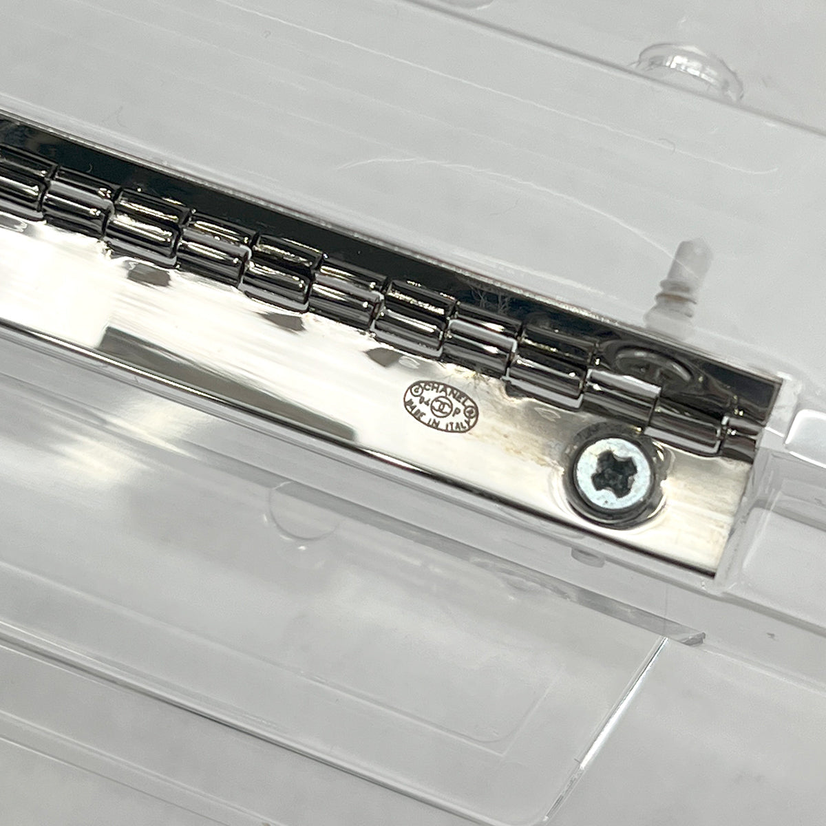 CHANEL CHANEL CASSETTE TAPE MOTIF CLUTCH BAG CLEAR PLASTIC 04P 90284414