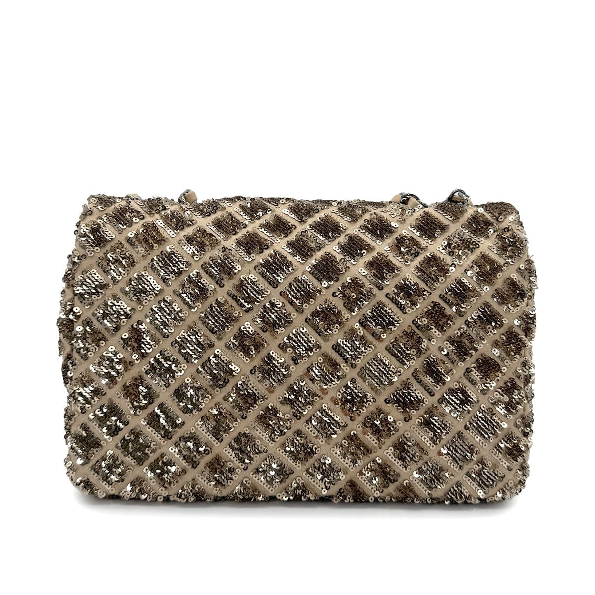 Chanel CHANEL CHAIN SHOULDER BAG BEIGE GOLD SEQUINS LAMB SKIN 90268815