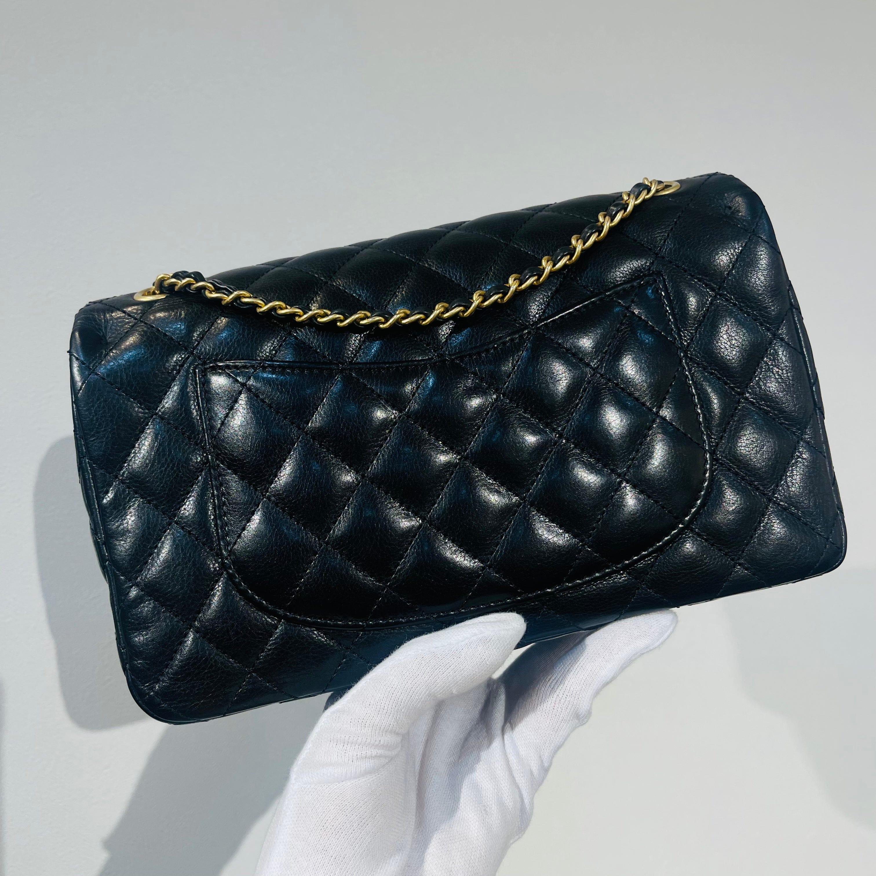 Chanel CHANEL CHAIN SHOULDER BAG BLACK LAMB SKIN 90206368