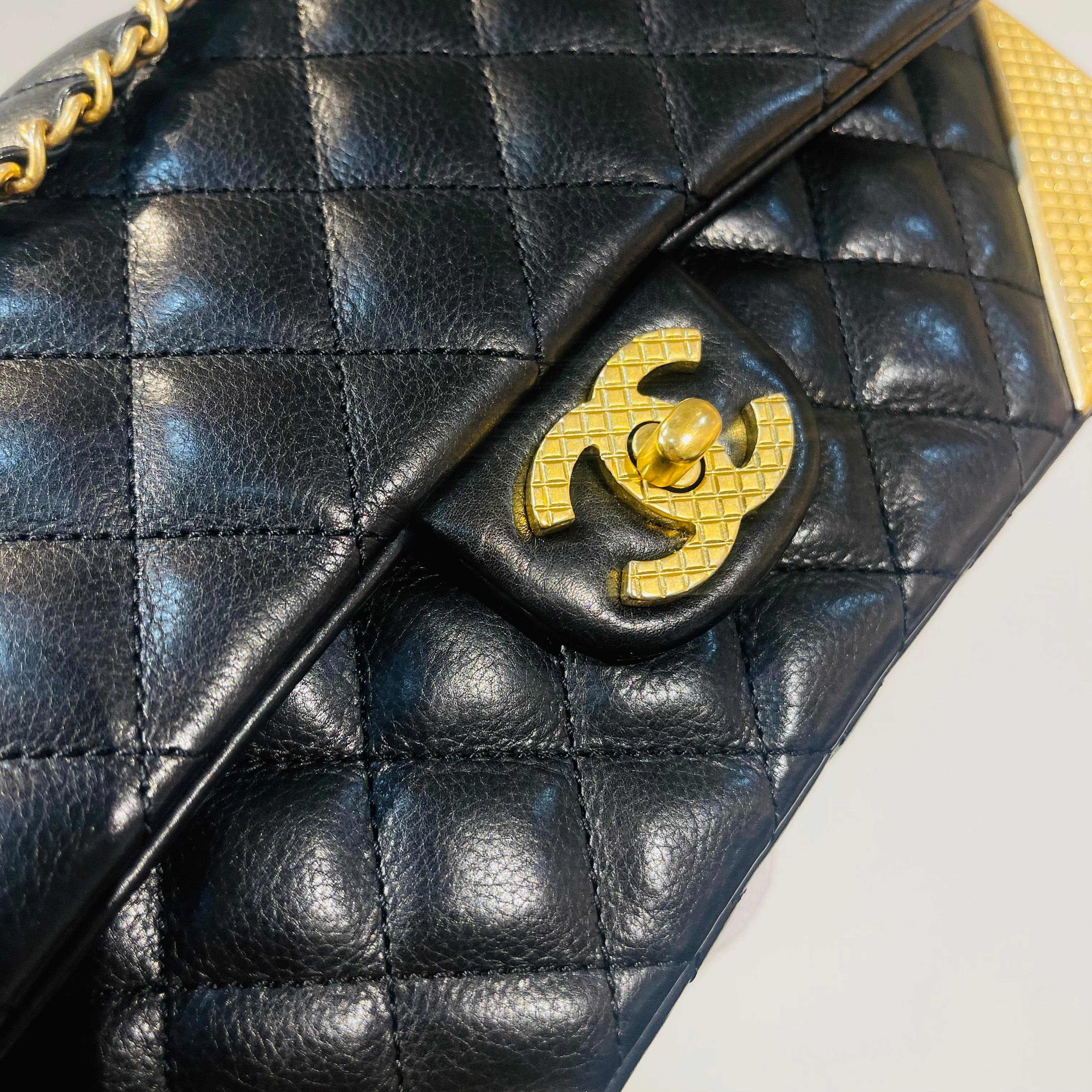 Chanel CHANEL CHAIN SHOULDER BAG BLACK LAMB SKIN 90206368