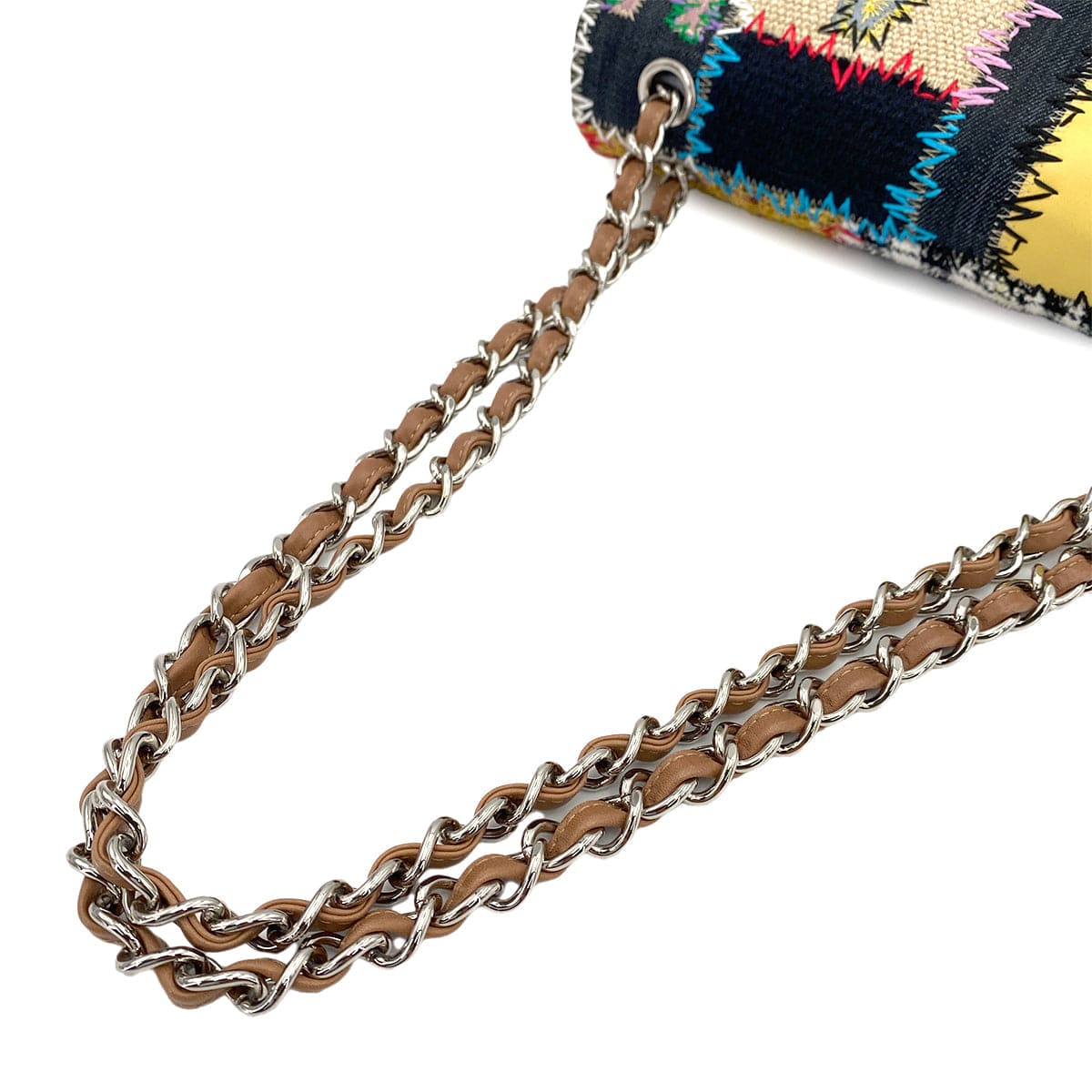 Chanel CHANEL CHAIN SHOULDER BAG PATCHWORK MULTICOLOR CANVAS LEATHER 90246352