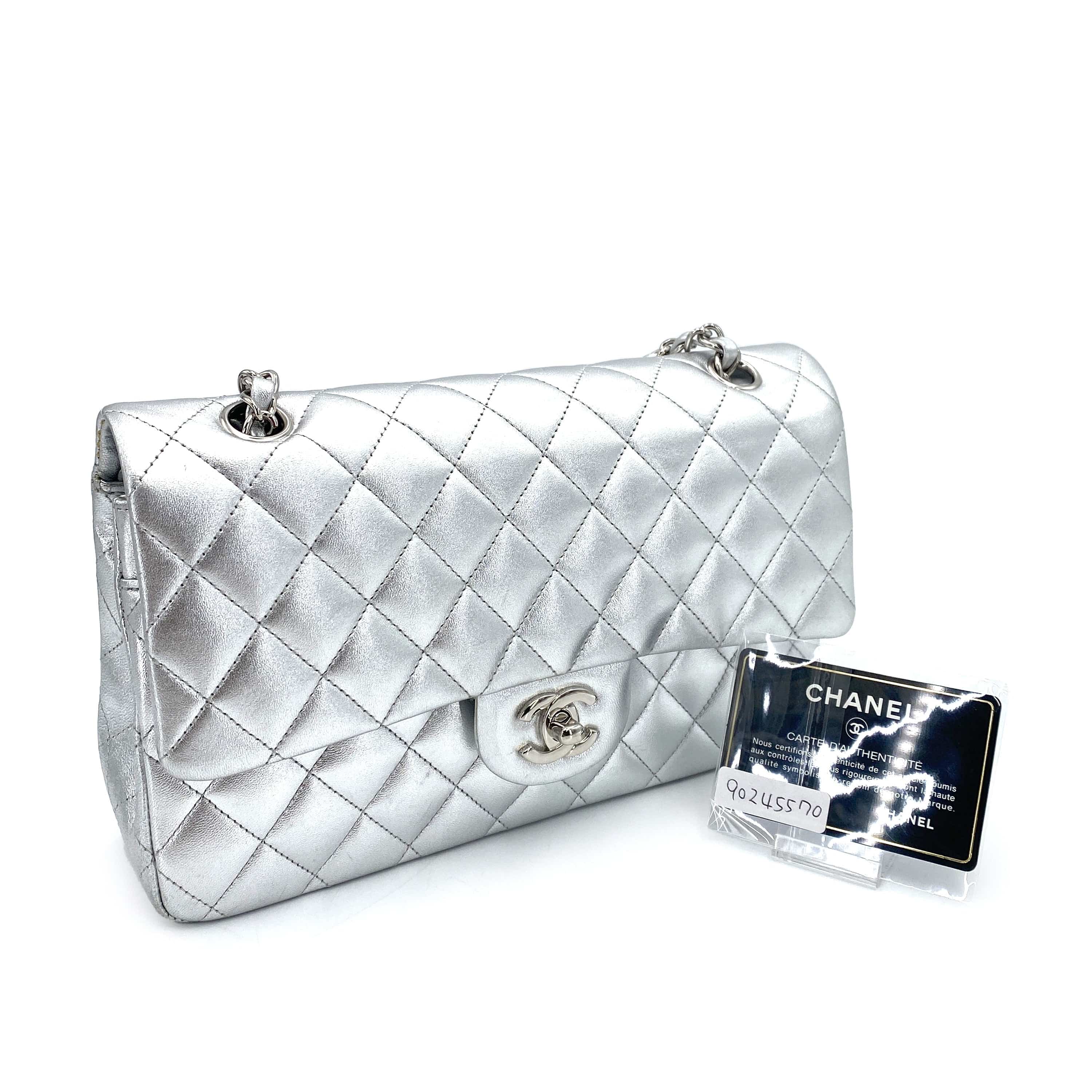 Chanel Chanel Classic Flap Medium Metallic Silver Lambskin SHW #13 90245570