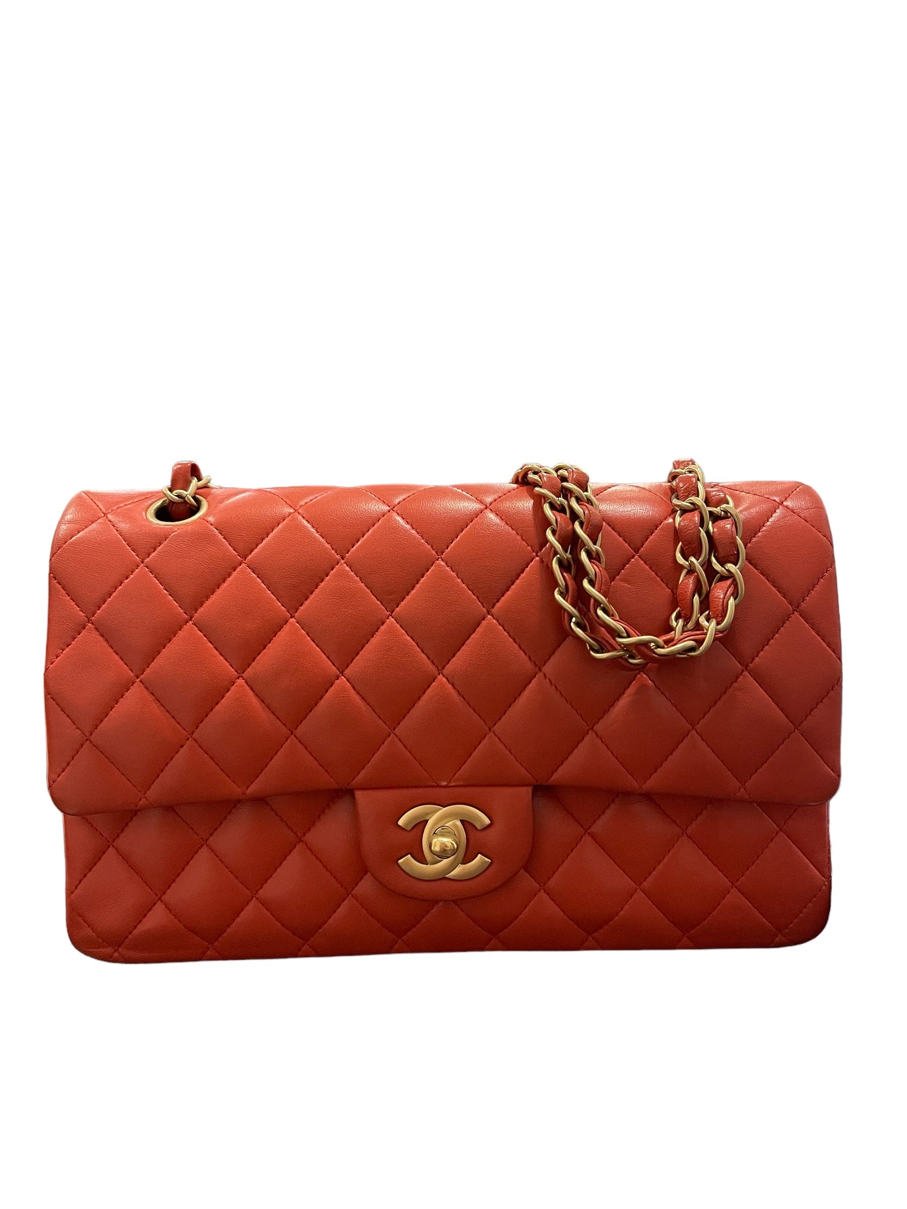 Chanel Chanel Classic Flap Medium Salmon Red Lambskin Matte GHW #13