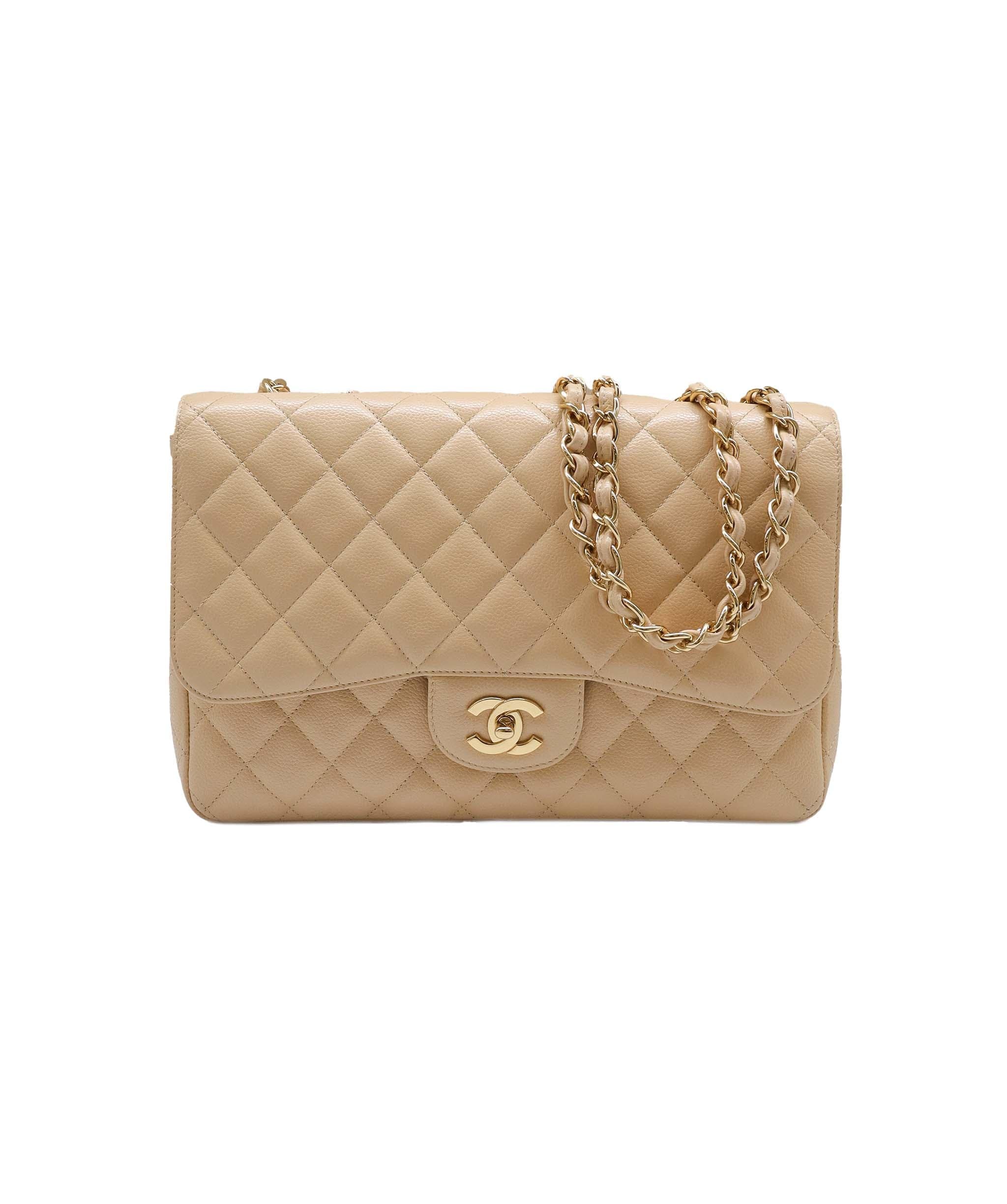 Chanel Chanel Classic Jumbo Single Flap Beige Caviar GHW SYC1206