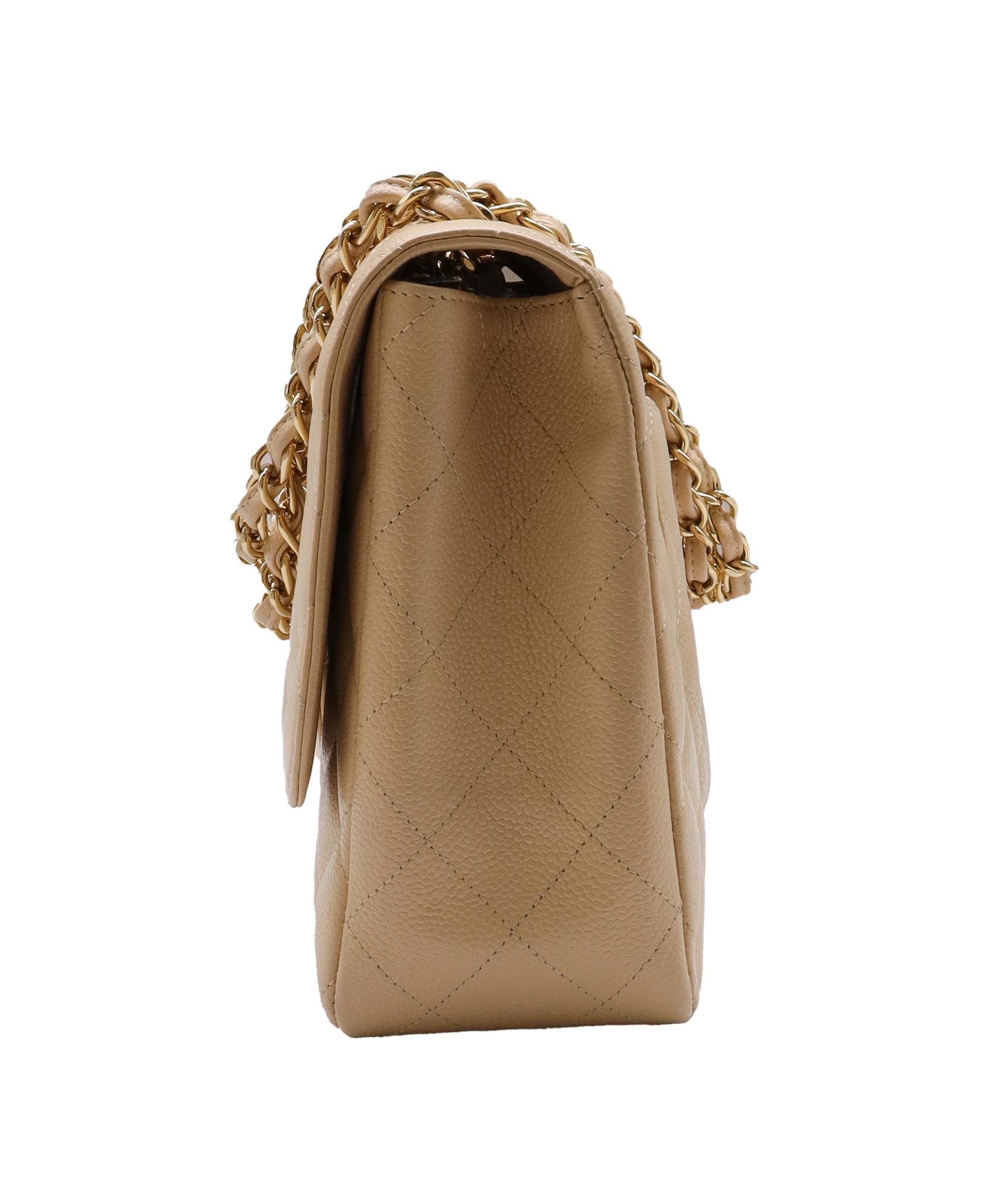 Chanel Chanel Classic Jumbo Single Flap Beige Caviar GHW SYC1206