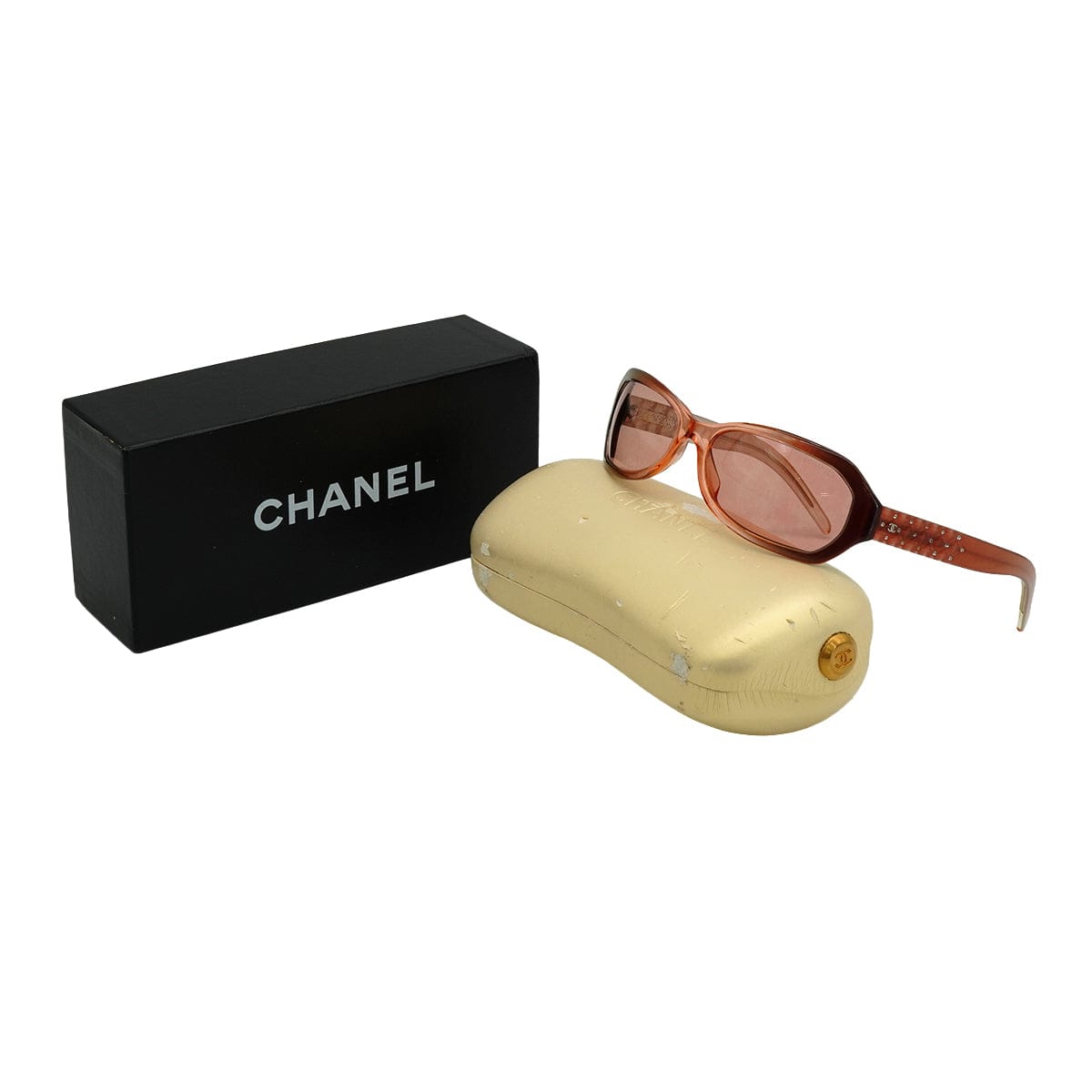 CHANEL COCOMARK SUNGLASSES MATELASSE RHINESTONE PINK EYEWEAR 90335647
