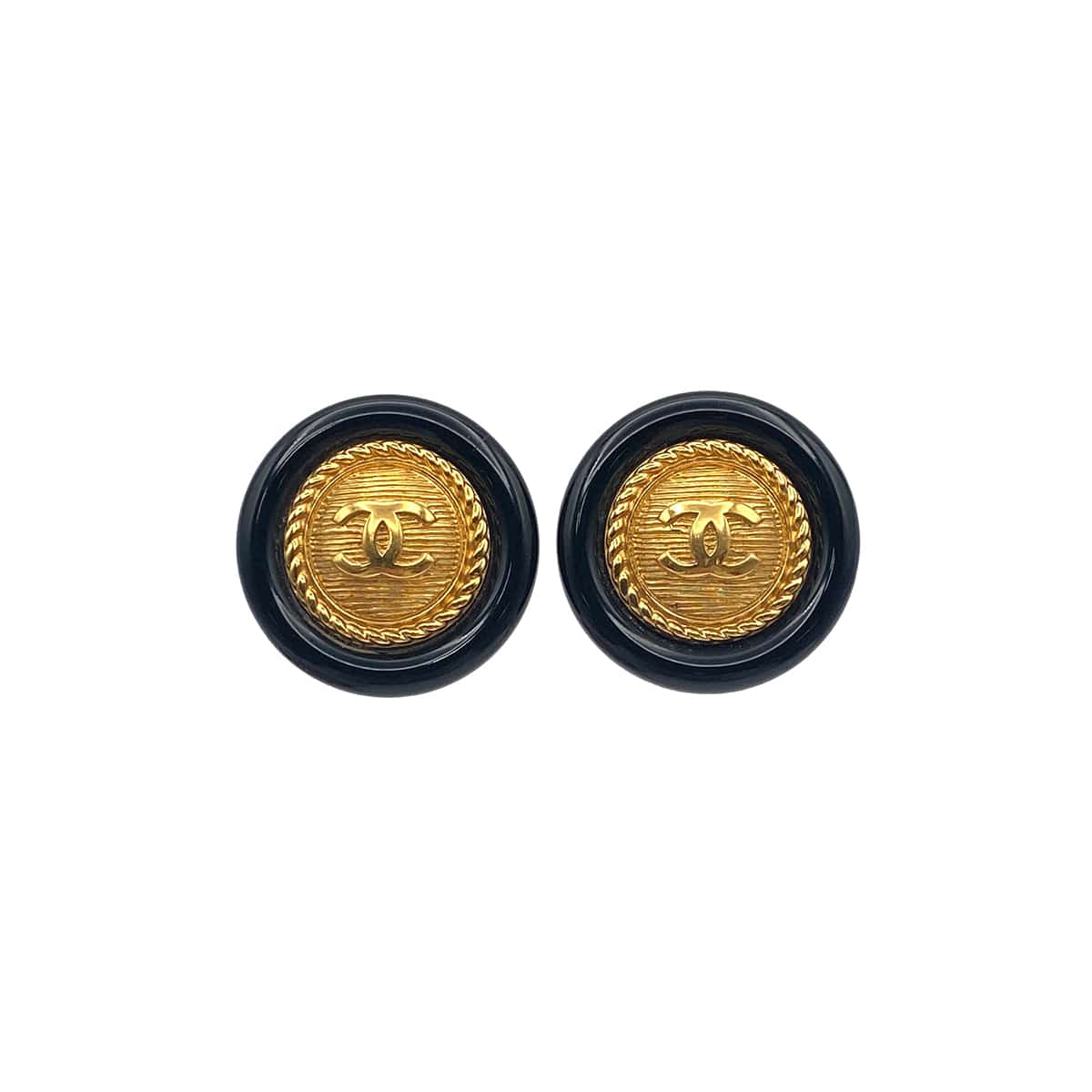 CHANEL CHANEL EARRINGS COCOMARK CIRCLE BLACK GOLD ACCESSORY B18A 90271760