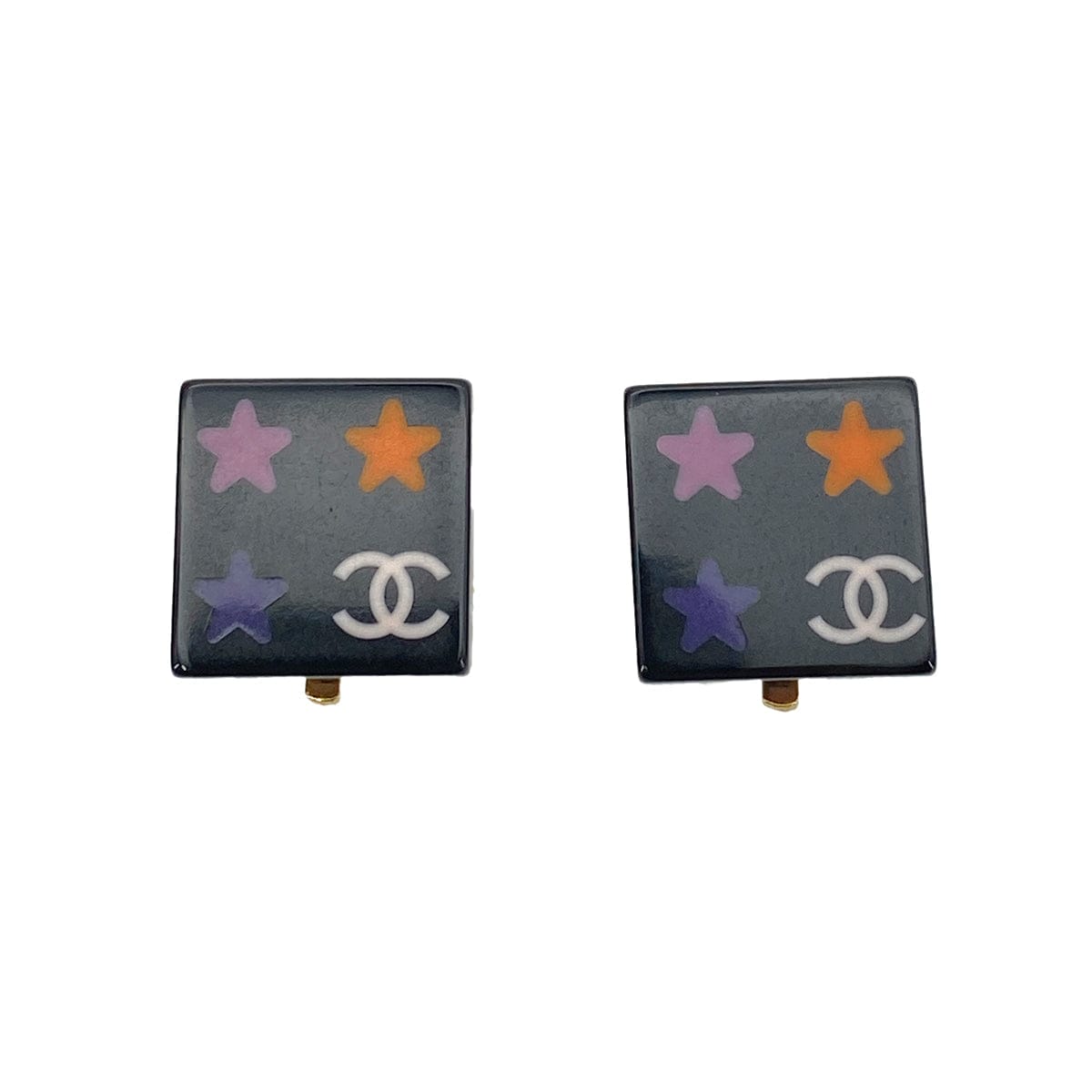 Chanel CHANEL EARRINGS SQUARE COCOMARK BLACK ACCESSORY 03A 90258511