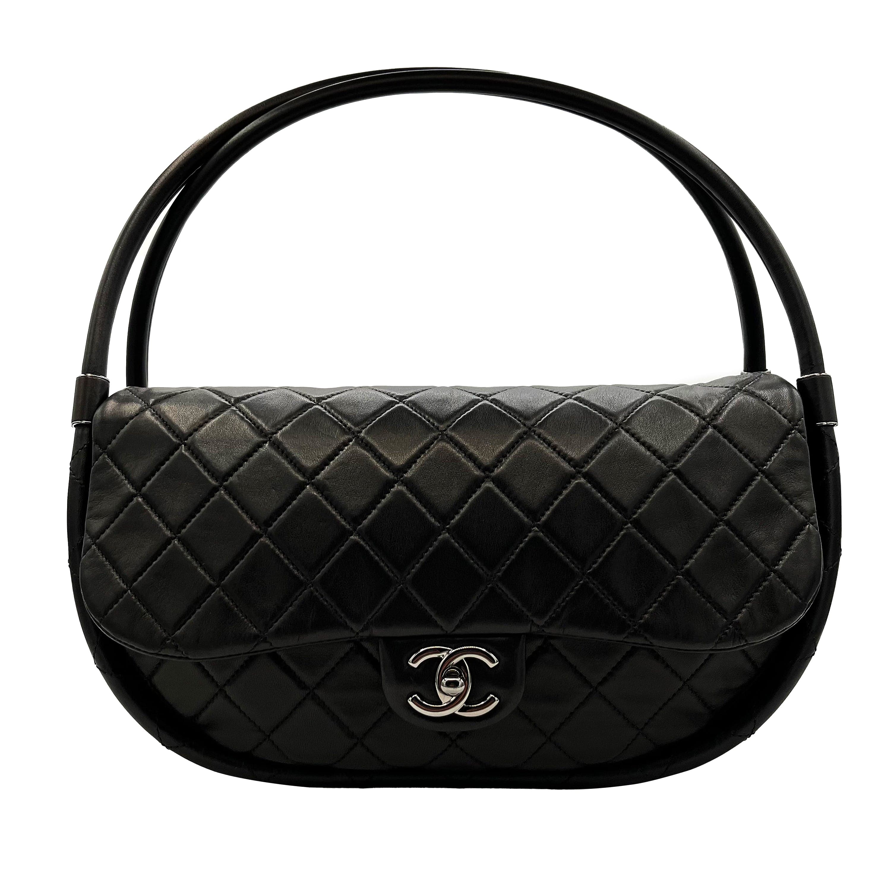 Chanel CHANEL HULA HOOP CROSS HAND BAG BLACK LAMB SKIN 90219238