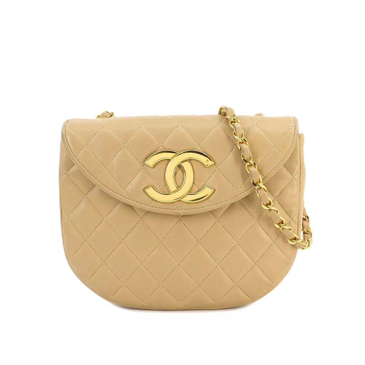 CHANEL CHANEL Matelasse Chain Shoulder Bag Leather Beige Purse 90235576