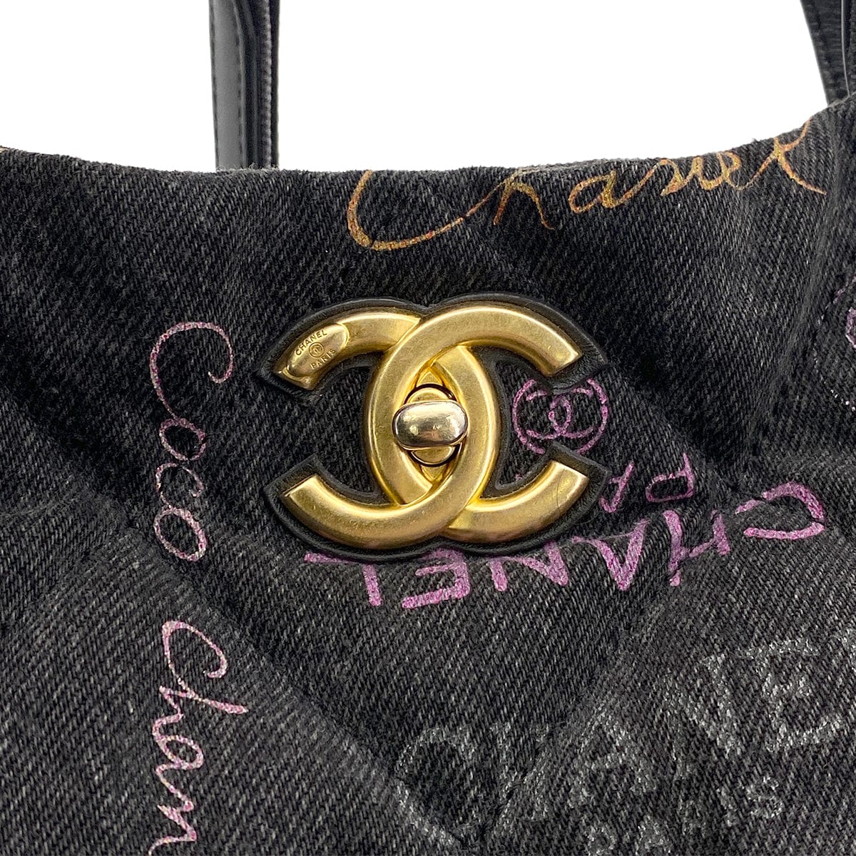 CHANEL CHANEL MAXI SHOPPINGBAG 2WAY TOTE BAG BLACK DENIM 90265297