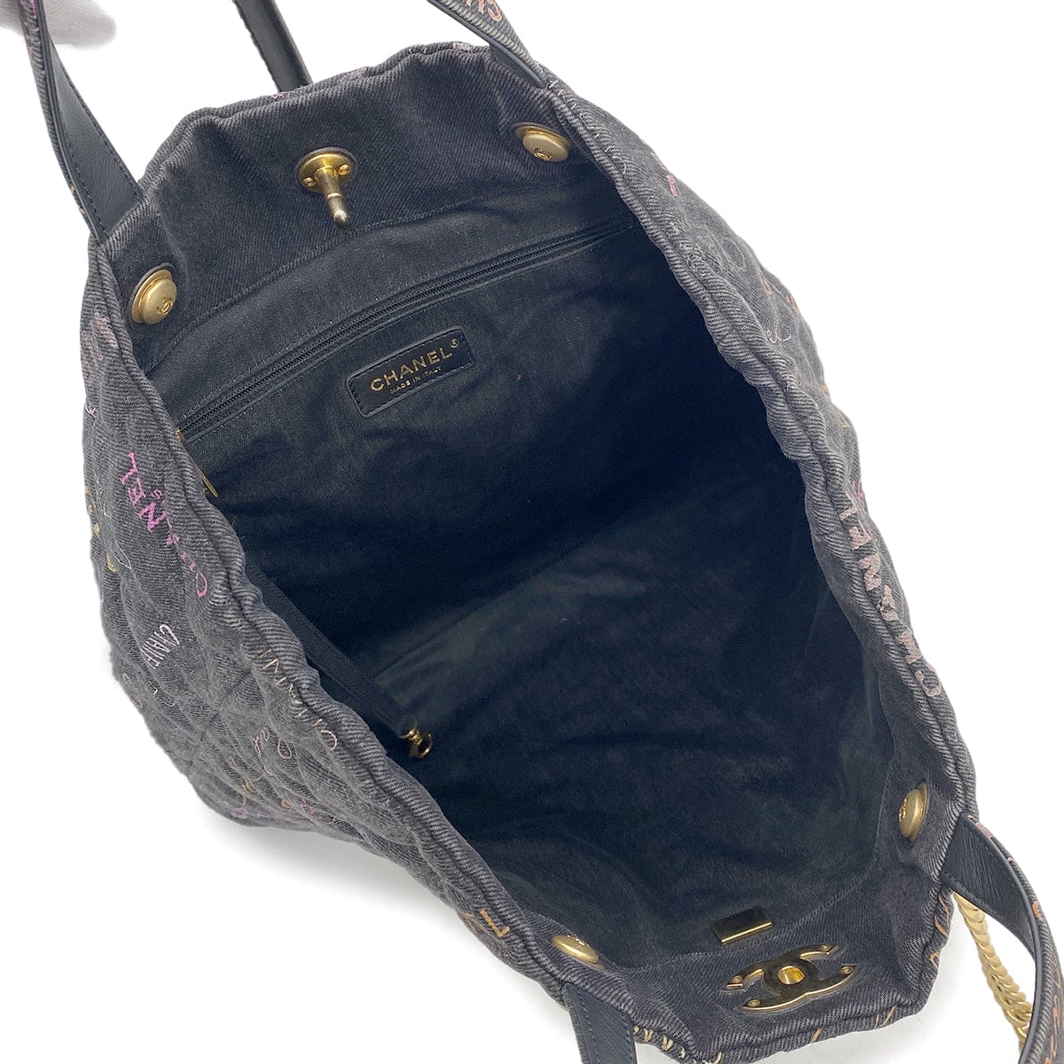 CHANEL CHANEL MAXI SHOPPINGBAG 2WAY TOTE BAG BLACK DENIM 90265297