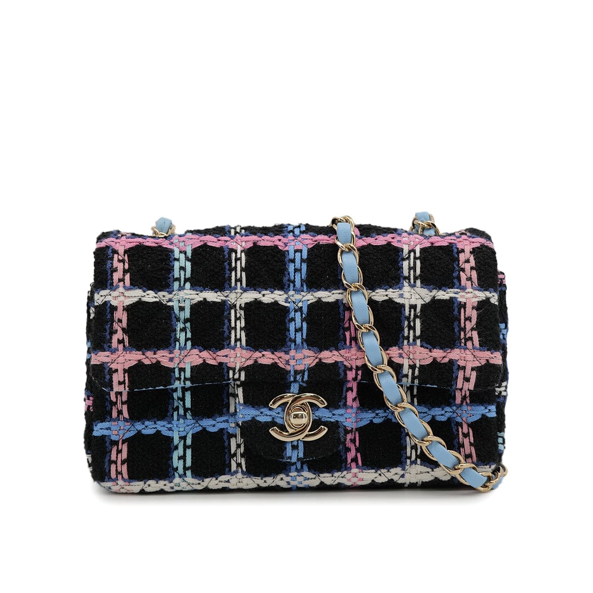 CHANEL CHANEL MINI MATELASSE CHAIN SHOULDER BAG MULTICOLOR TWEED GOLD HARDWARE 90313579
