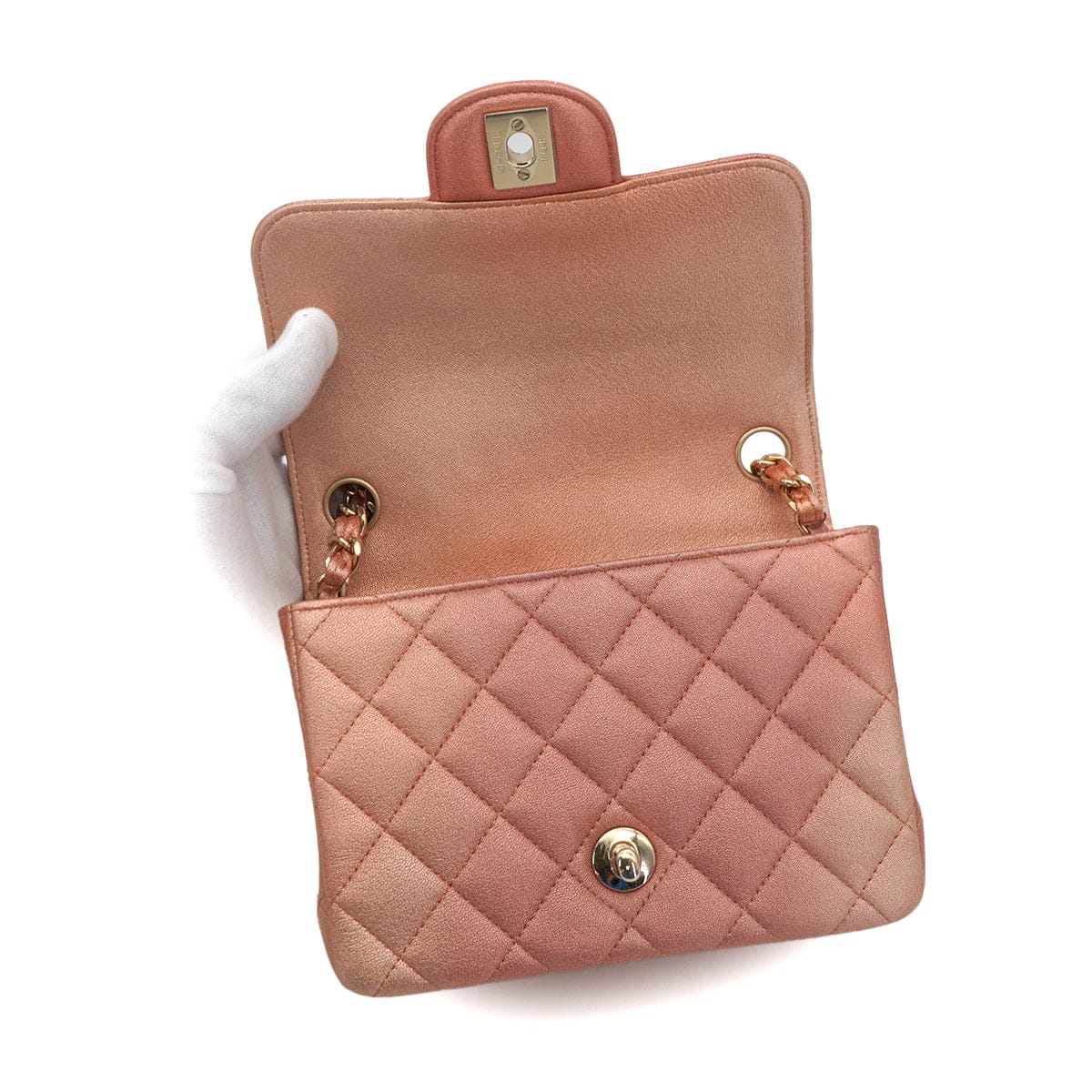 CHANEL CHANEL MINI MATELASSE CHAIN SHUOLDER BAG METALLIC PINK LEATHER GOLD HARDWARE 90327262