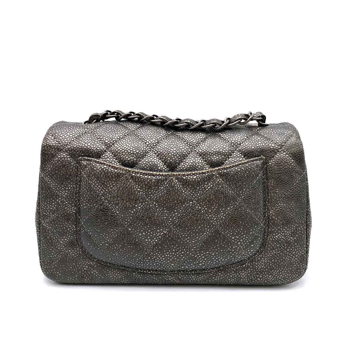 Chanel Chanel Mini Rectangle Metallic Gray Caviar Aged SHW #21 90232566