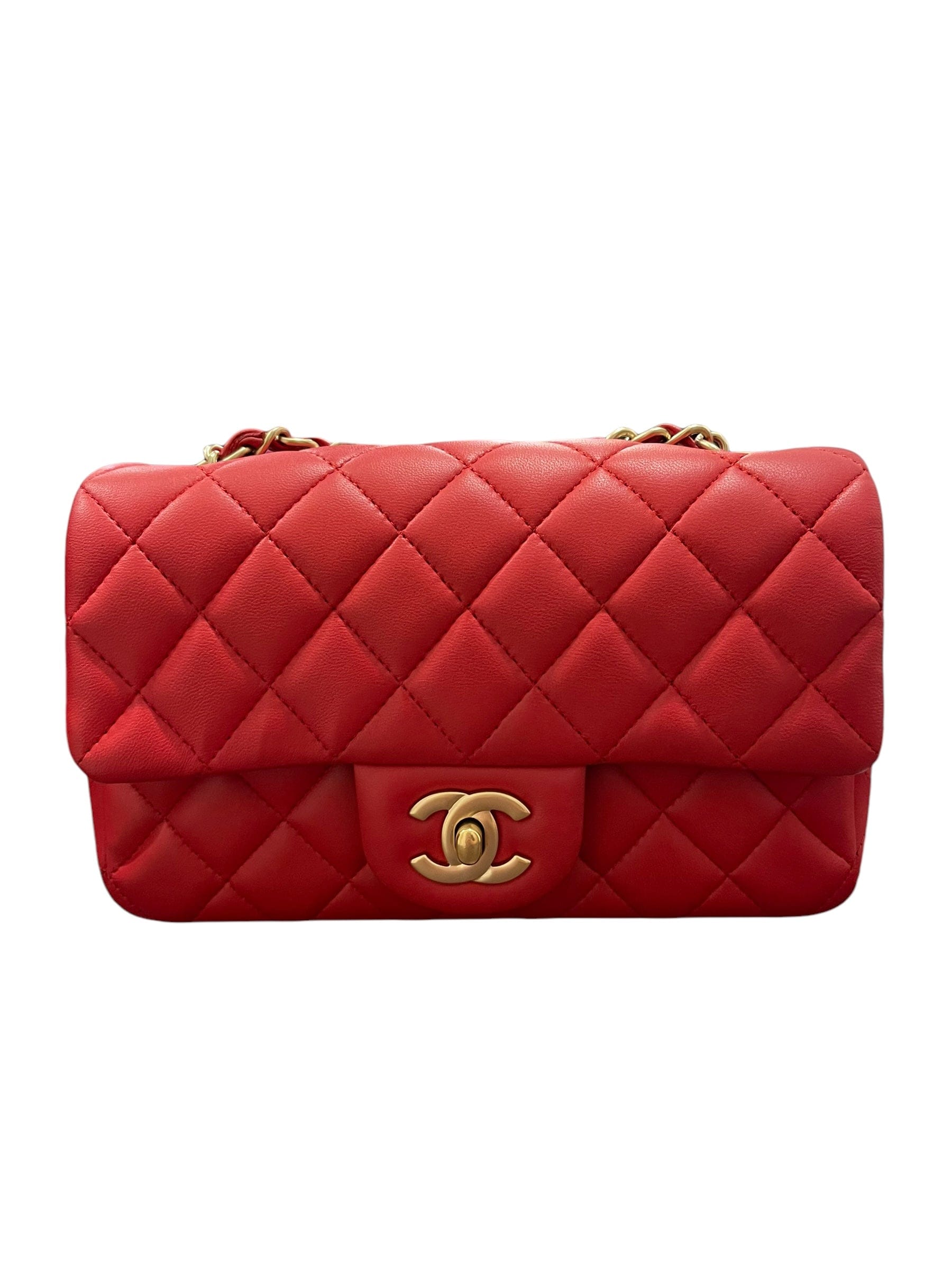 Chanel Chanel Mini Rectangle Red Lambskin Matte GHW #17