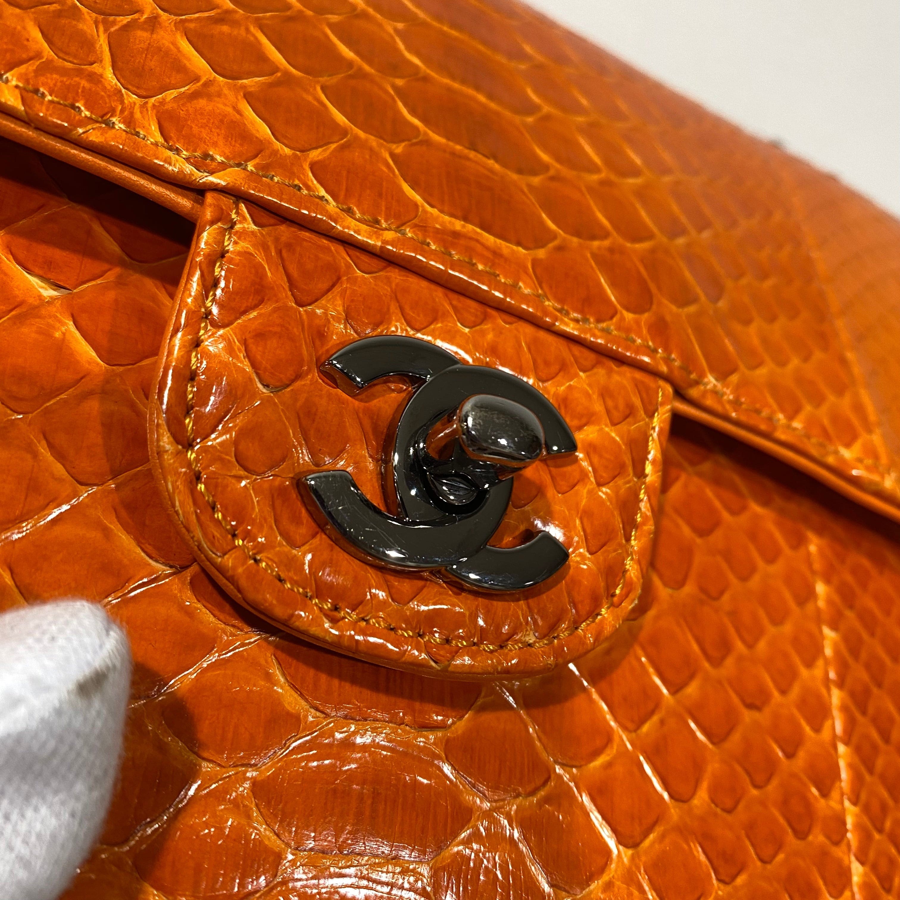 Chanel CHANEL PYTHON CHAIN SHOULDER BAG ORANGE 90206861