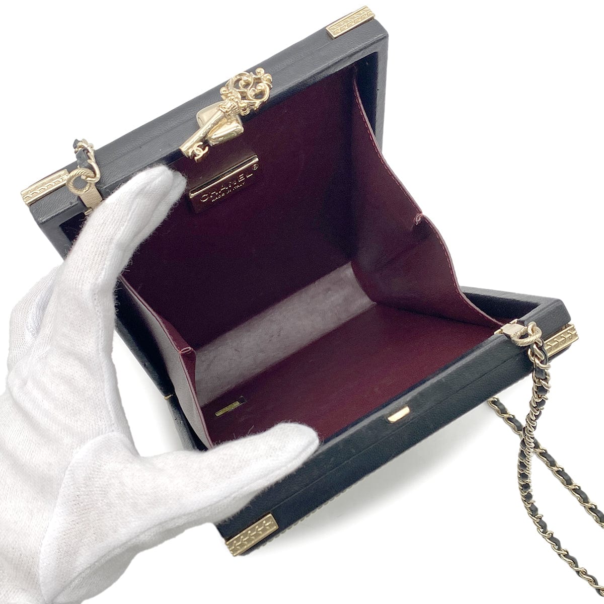 Chanel CHANEL ROOM CARD MINAUDIERE EVENING CHAIN SHOULDER BAG BLACK LAMB SKIN 90268328