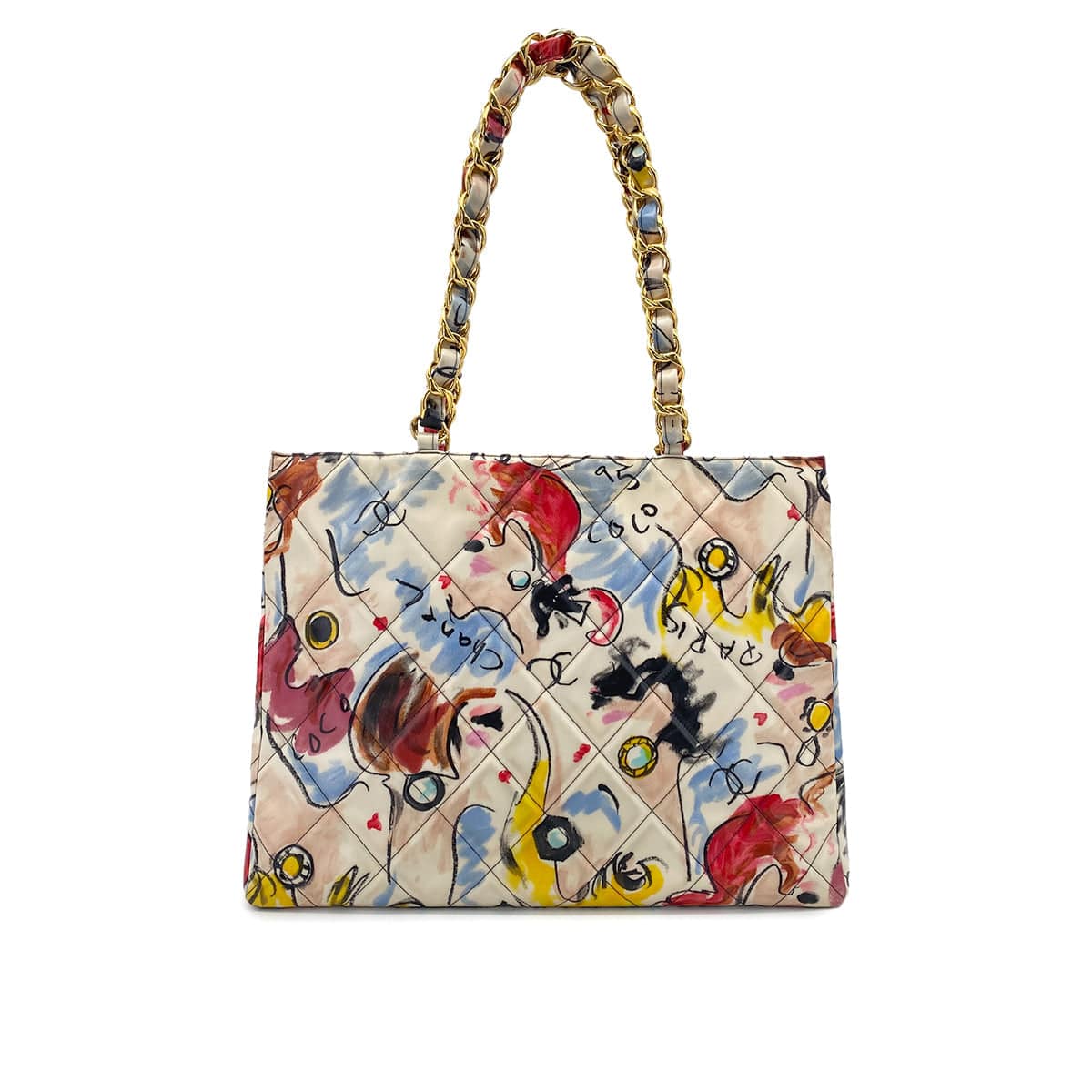 Chanel CHANEL VINTAGE BIG COCO CHAIN TOTE BAG MULTICOLOR 90272996