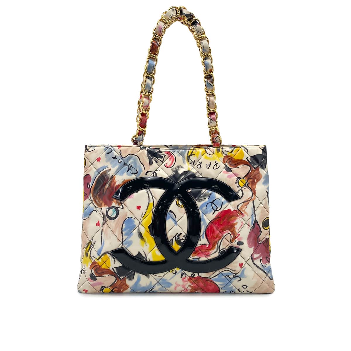 Chanel CHANEL VINTAGE BIG COCO CHAIN TOTE BAG MULTICOLOR 90272996
