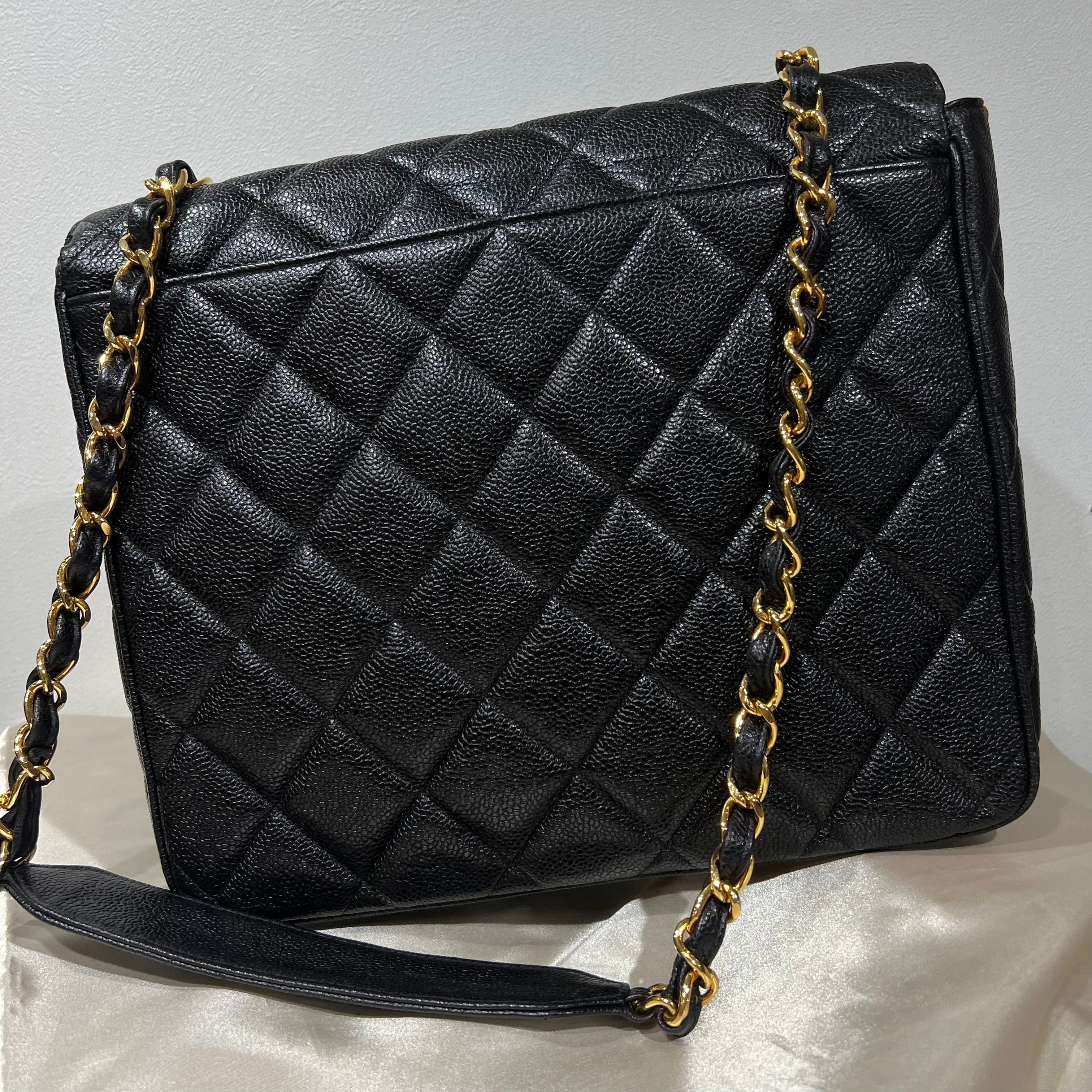Chanel CHANEL VINTAGE BIG COCO SHOULDER BLACK CAVIAR SKIN 90207759