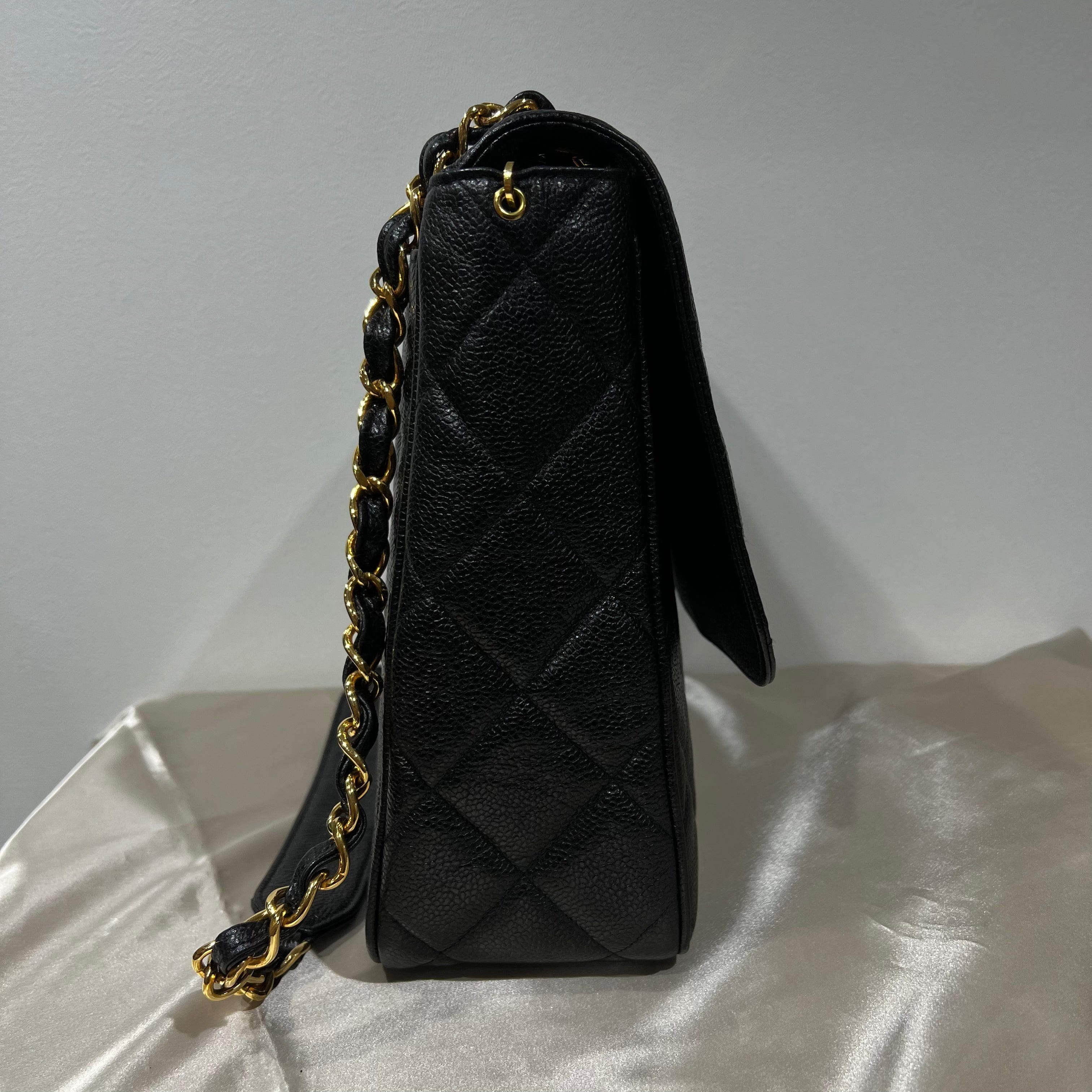 Chanel CHANEL VINTAGE BIG COCO SHOULDER BLACK CAVIAR SKIN 90207759