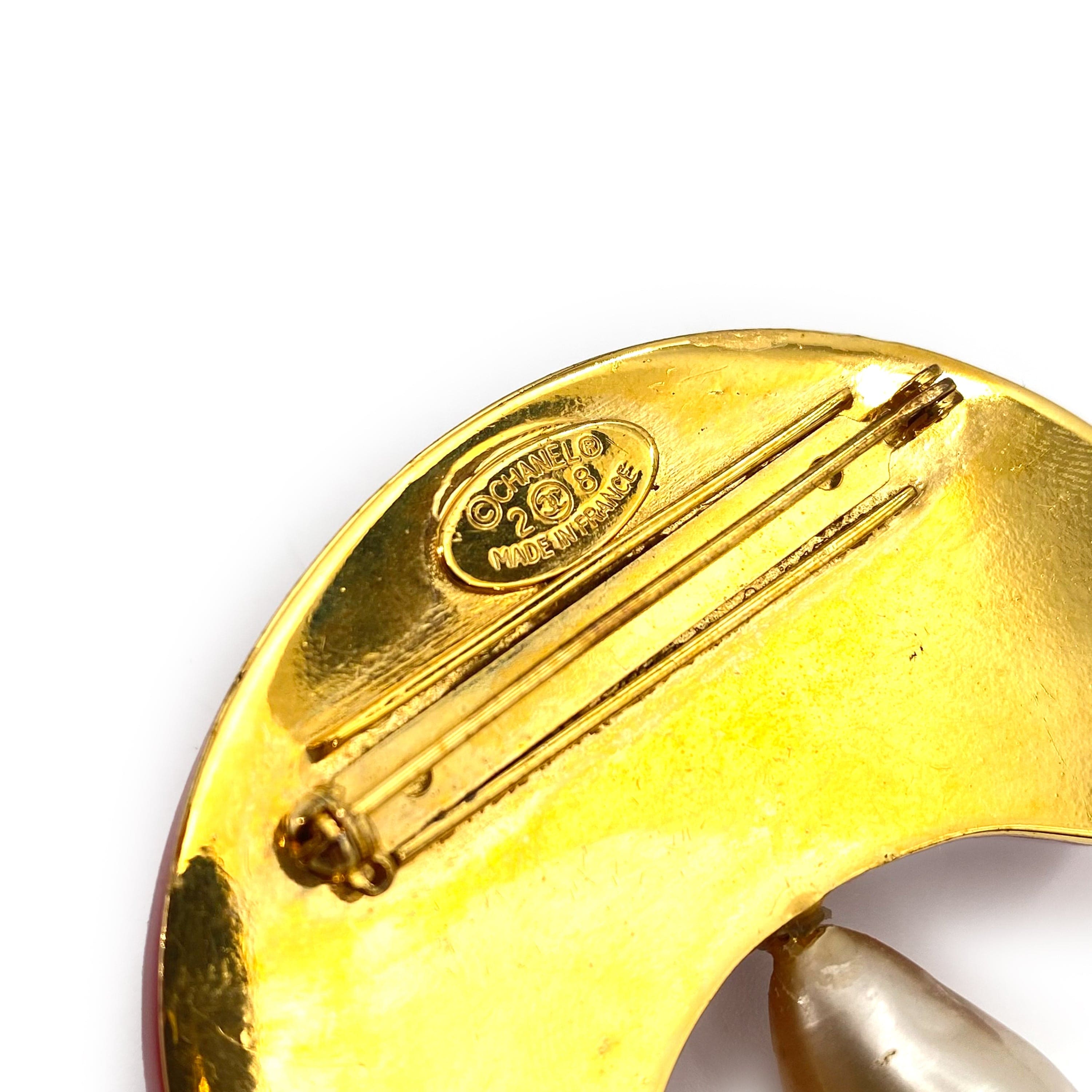 Chanel CHANEL VINTAGE BROACH COCOMARK MUSHROOM MOTIF RED FAKEPEARL ACCESSORY 2/8 90242333