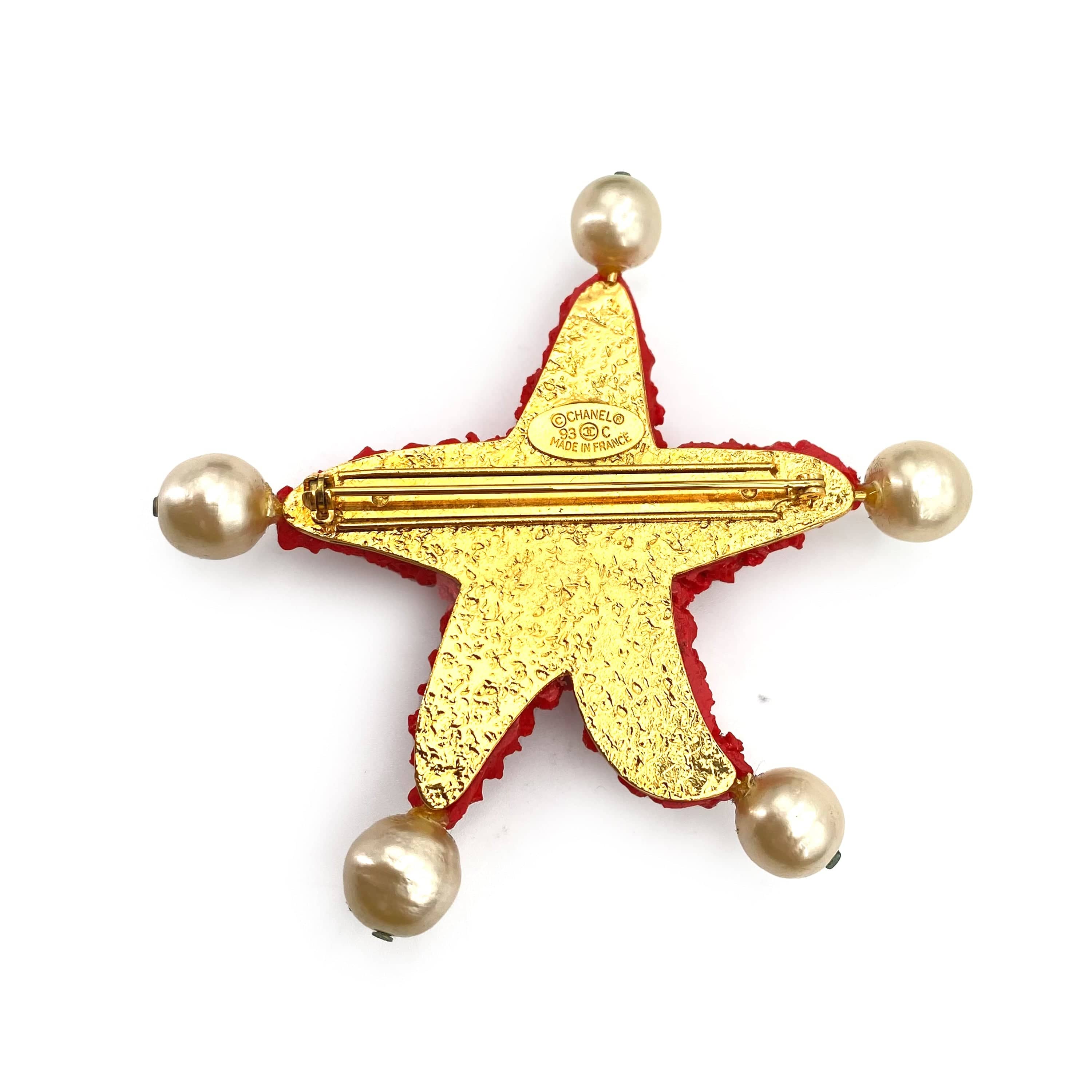 Chanel CHANEL VINTAGE BROACH STARFISH MOTIF COCOMARK FAKEPEARL ACCESSORY 93C 90242336