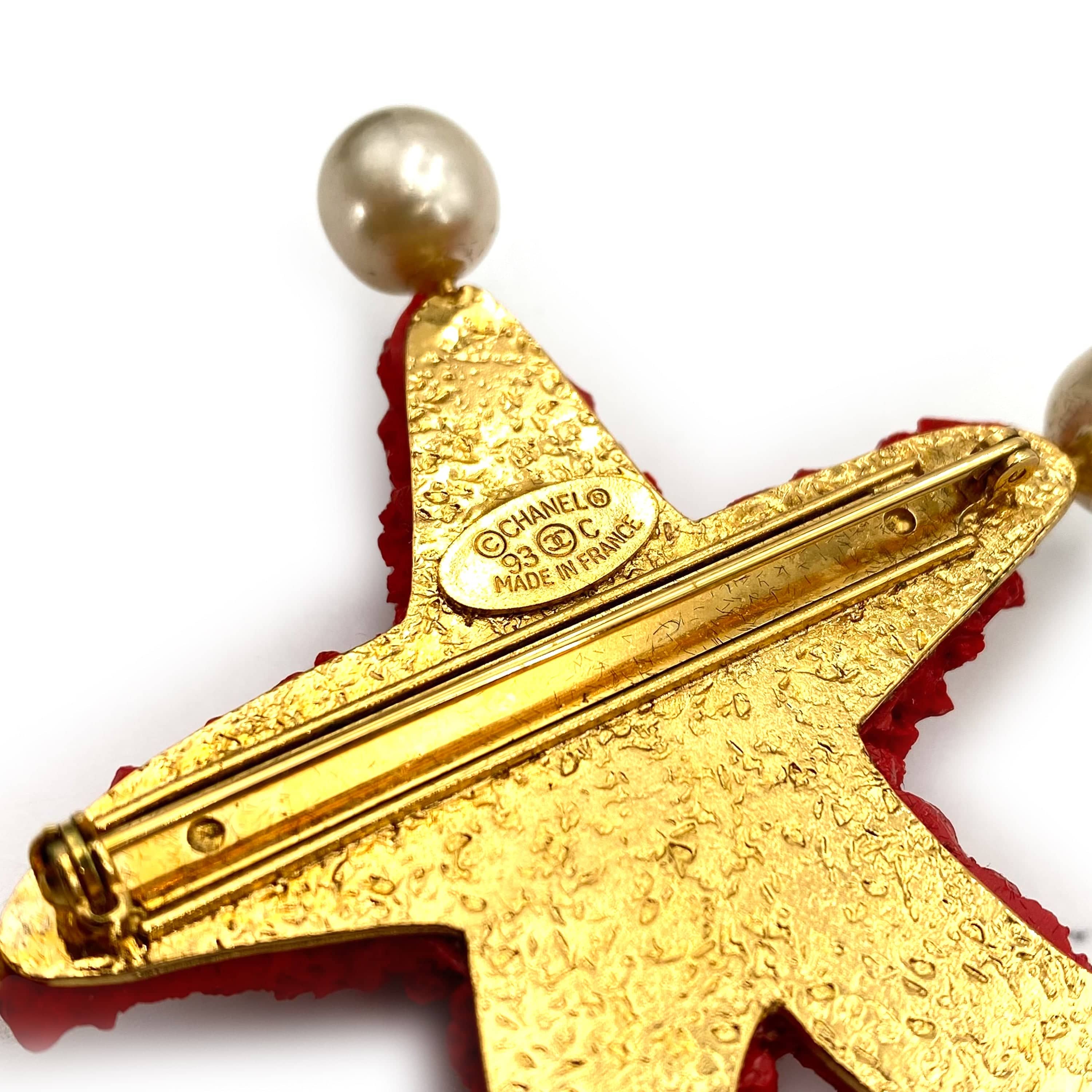 Chanel CHANEL VINTAGE BROACH STARFISH MOTIF COCOMARK FAKEPEARL ACCESSORY 93C 90242336