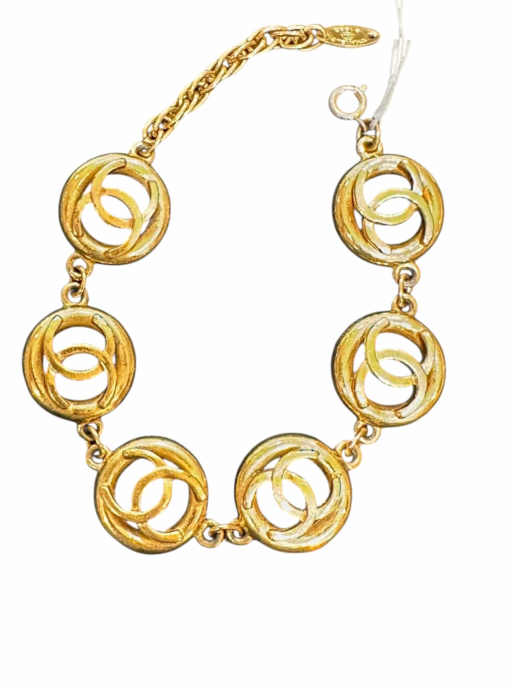 Chanel Chanel Vintage CC Gold Bracelet