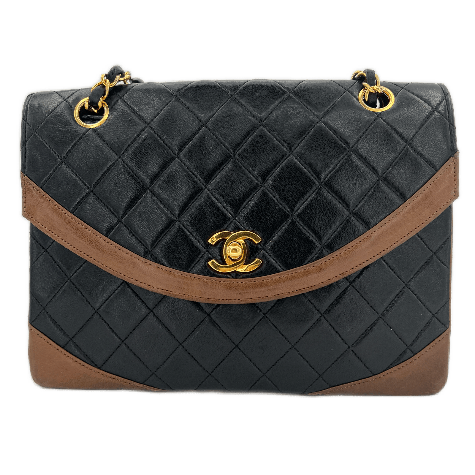 CHANEL VINTAGE CHAIN SHOULDER BAG BLACK BROWN LAMB SKIN 90158832 –  LuxuryPromise