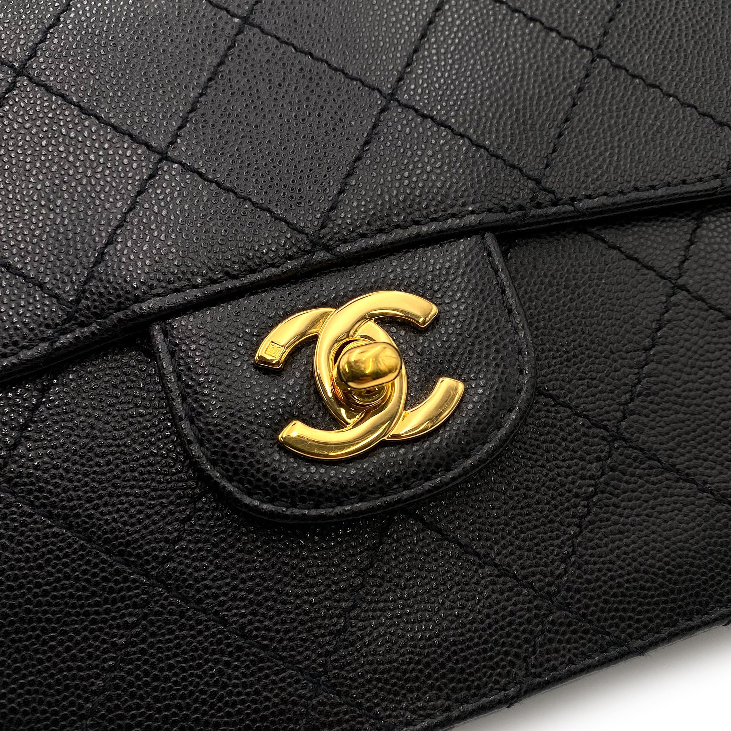 Chanel CHANEL VINTAGE CHAIN SHOULDER BAG BLACK CAVIAR SKIN 90226711