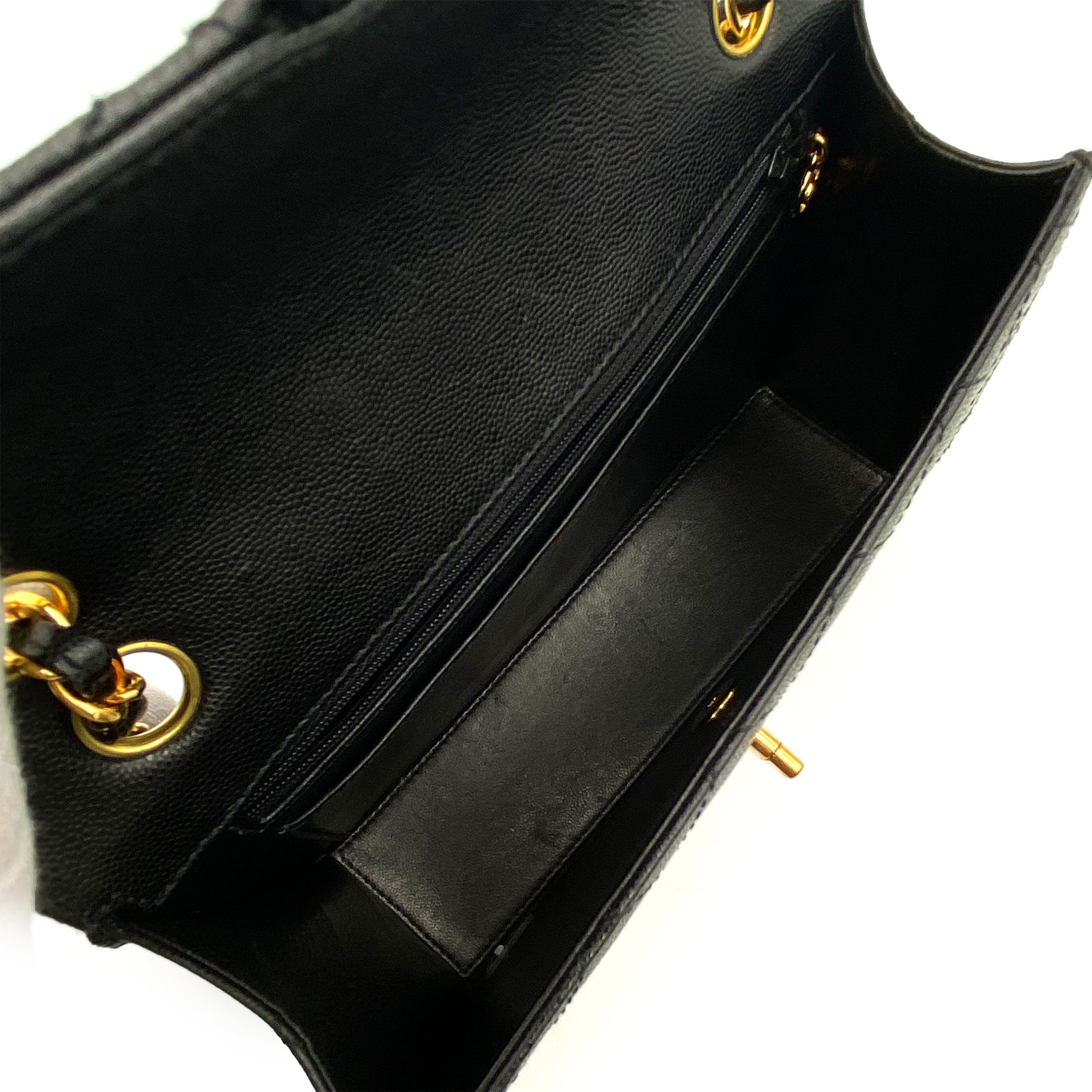 Chanel CHANEL VINTAGE CHAIN SHOULDER BAG BLACK CAVIAR SKIN 90226711