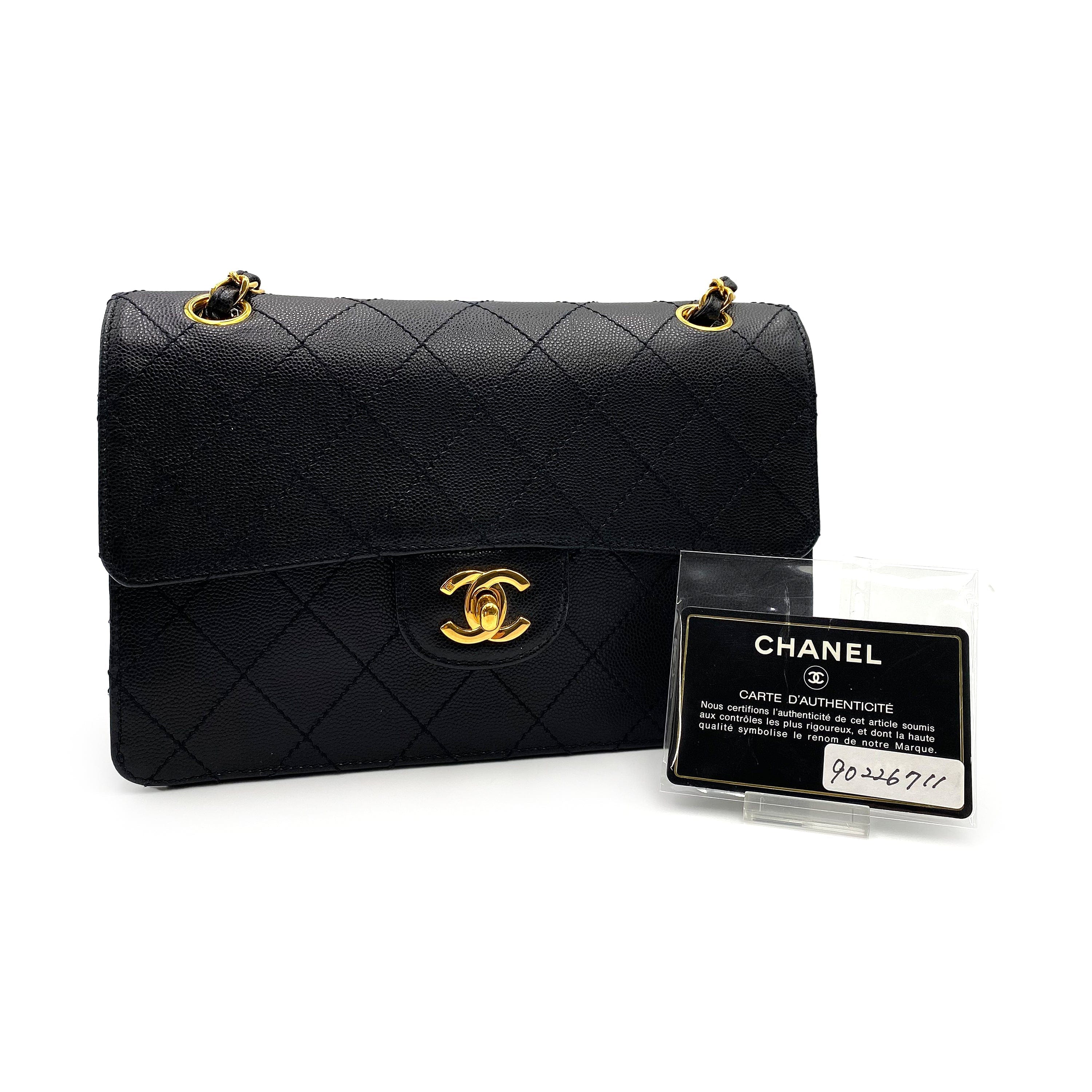 Chanel CHANEL VINTAGE CHAIN SHOULDER BAG BLACK CAVIAR SKIN 90226711