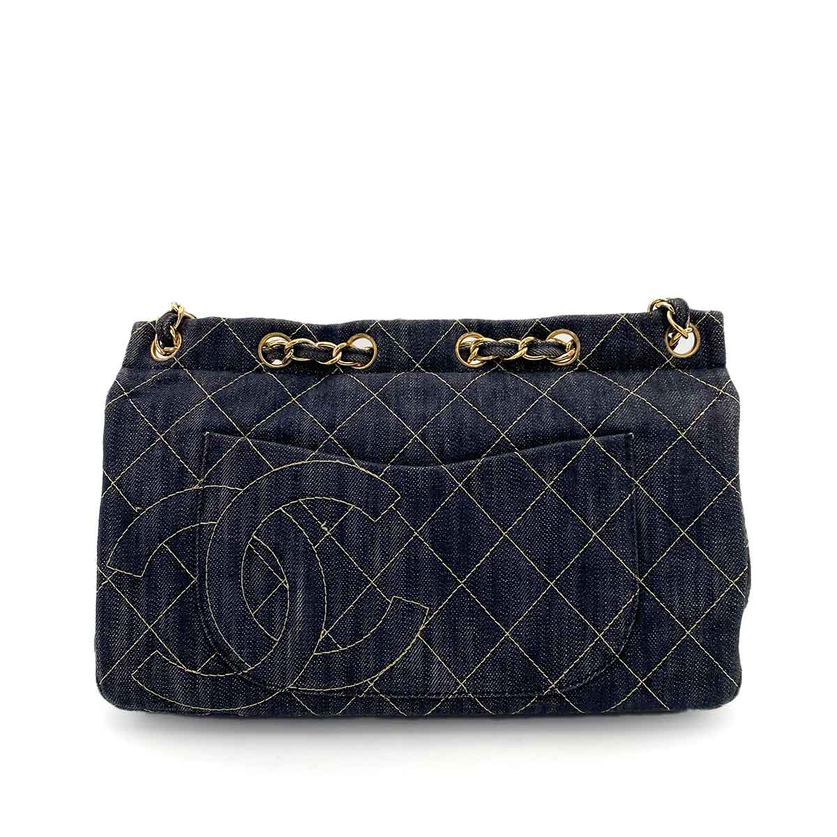 Chanel CHANEL VINTAGE CHAIN SHOULDER BAG BLUE DENIM 90242645