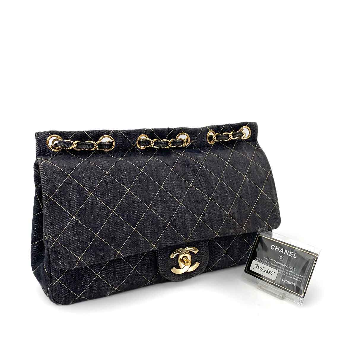 Chanel CHANEL VINTAGE CHAIN SHOULDER BAG BLUE DENIM 90242645