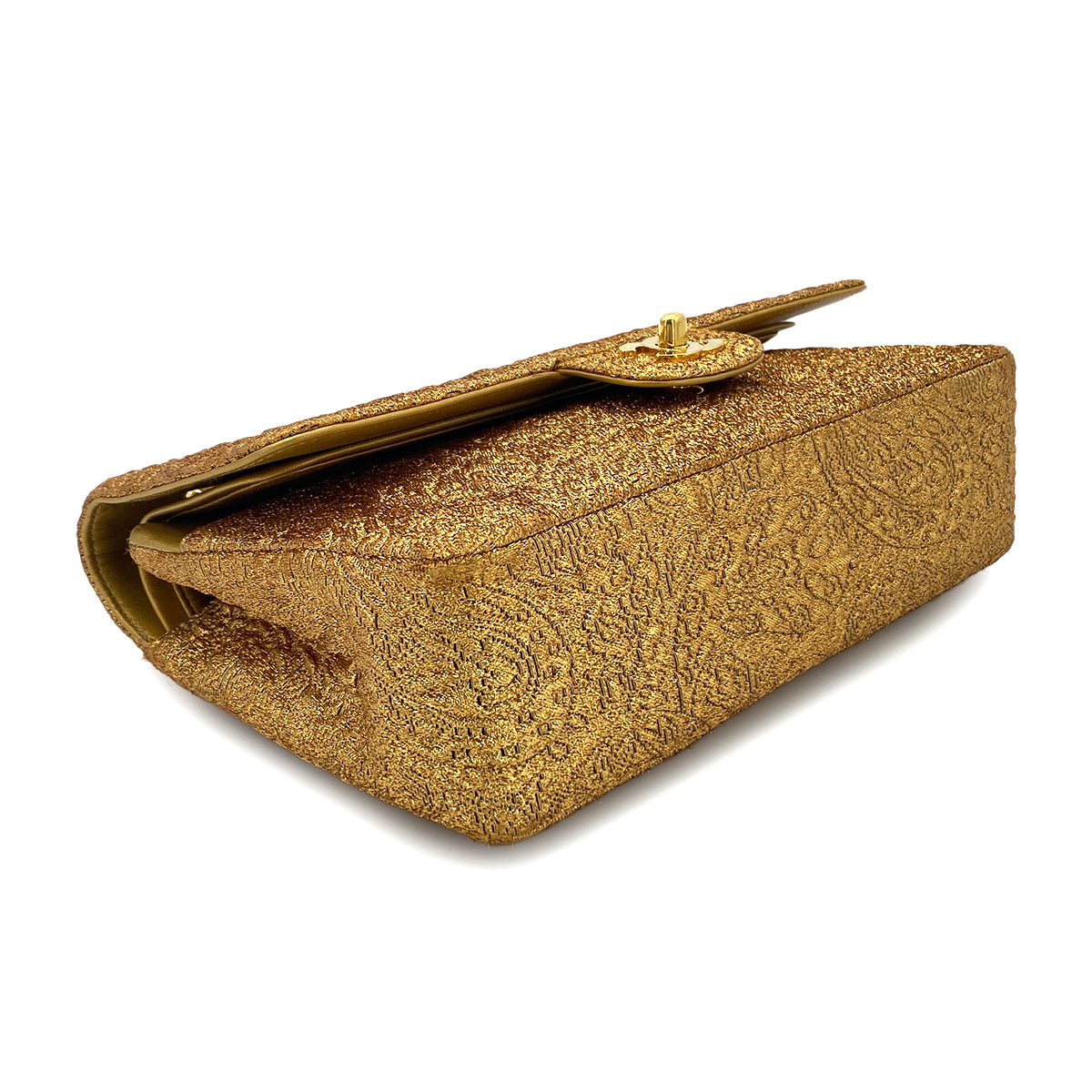 CHANEL CHANEL VINTAGE CHAIN SHOULDER BAG NISHIJIN TEXTILE GOLD 90282046