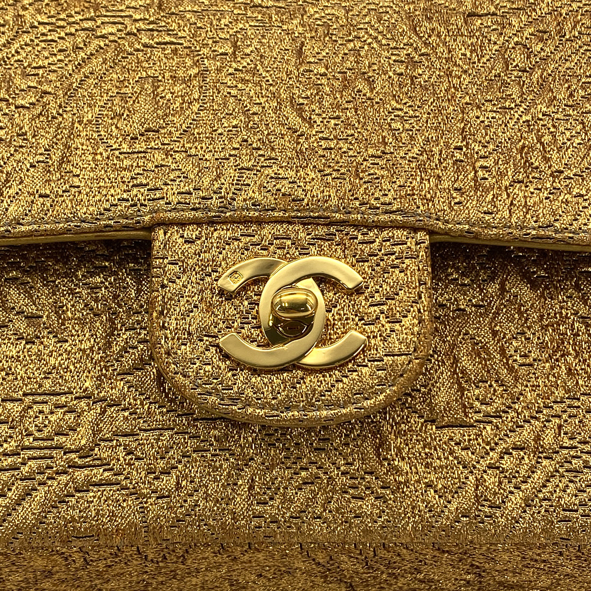 CHANEL CHANEL VINTAGE CHAIN SHOULDER BAG NISHIJIN TEXTILE GOLD 90282046