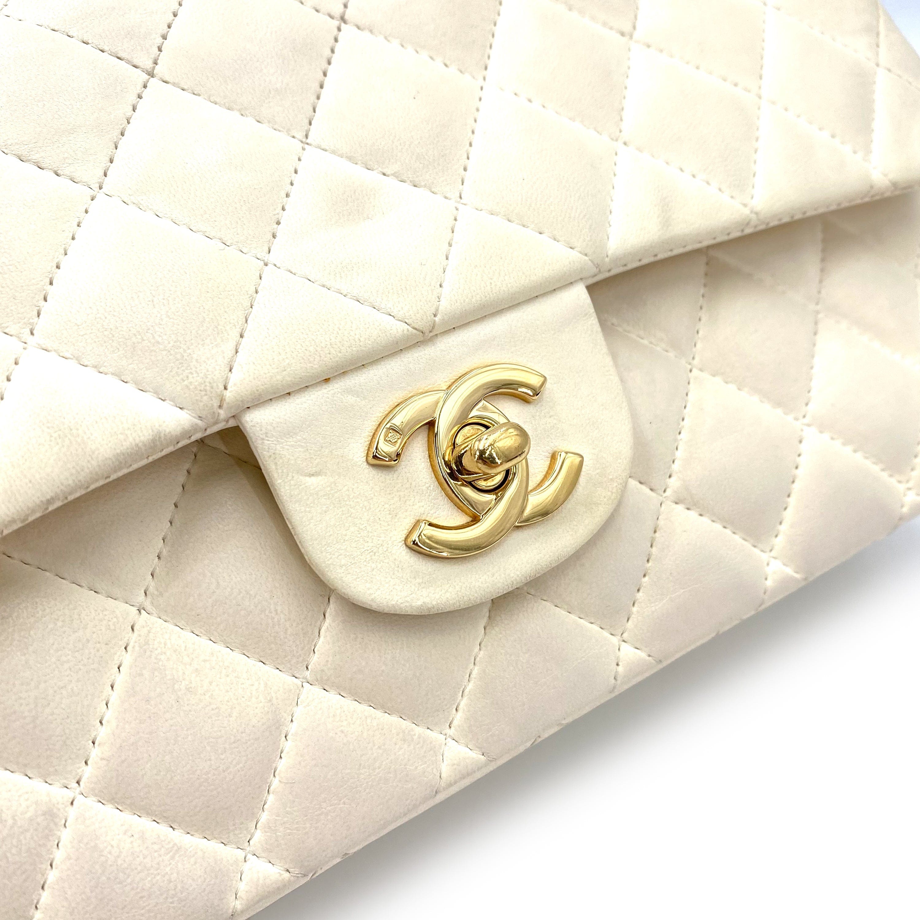 Chanel Chanel Vintage Classic Flap Medium Beige Lambskin GHW #9 90239843