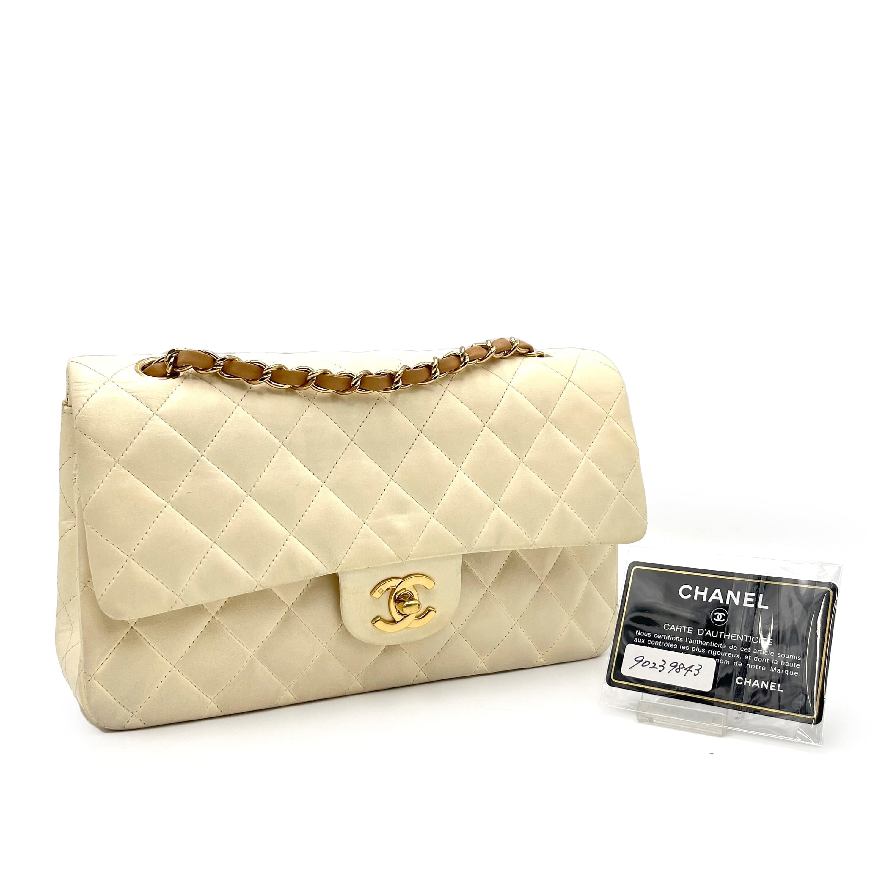 Chanel Chanel Vintage Classic Flap Medium Beige Lambskin GHW #9 90239843