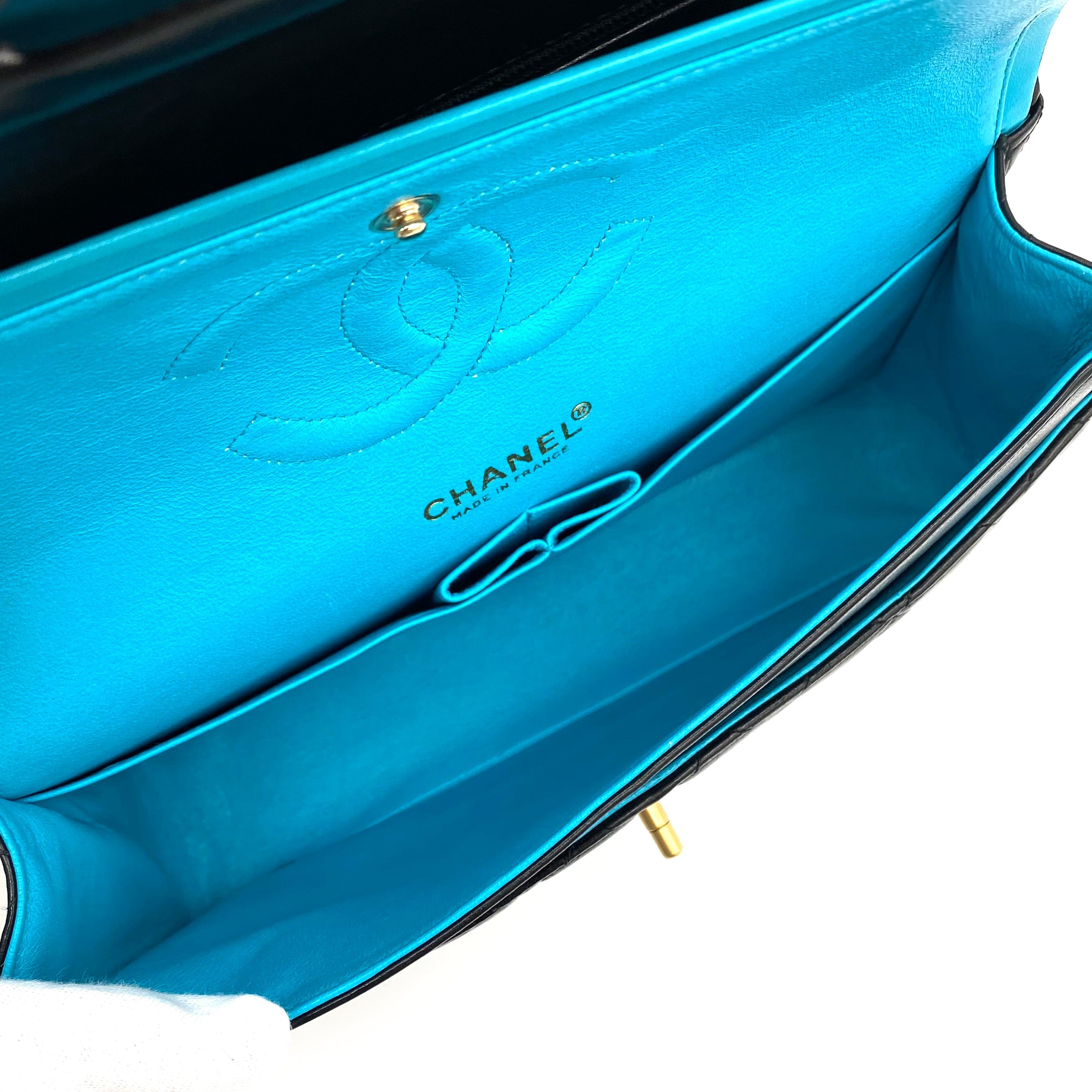 Chanel Chanel Vintage Classic Flap Medium Black Blue Lambskin GHW #6 90232178