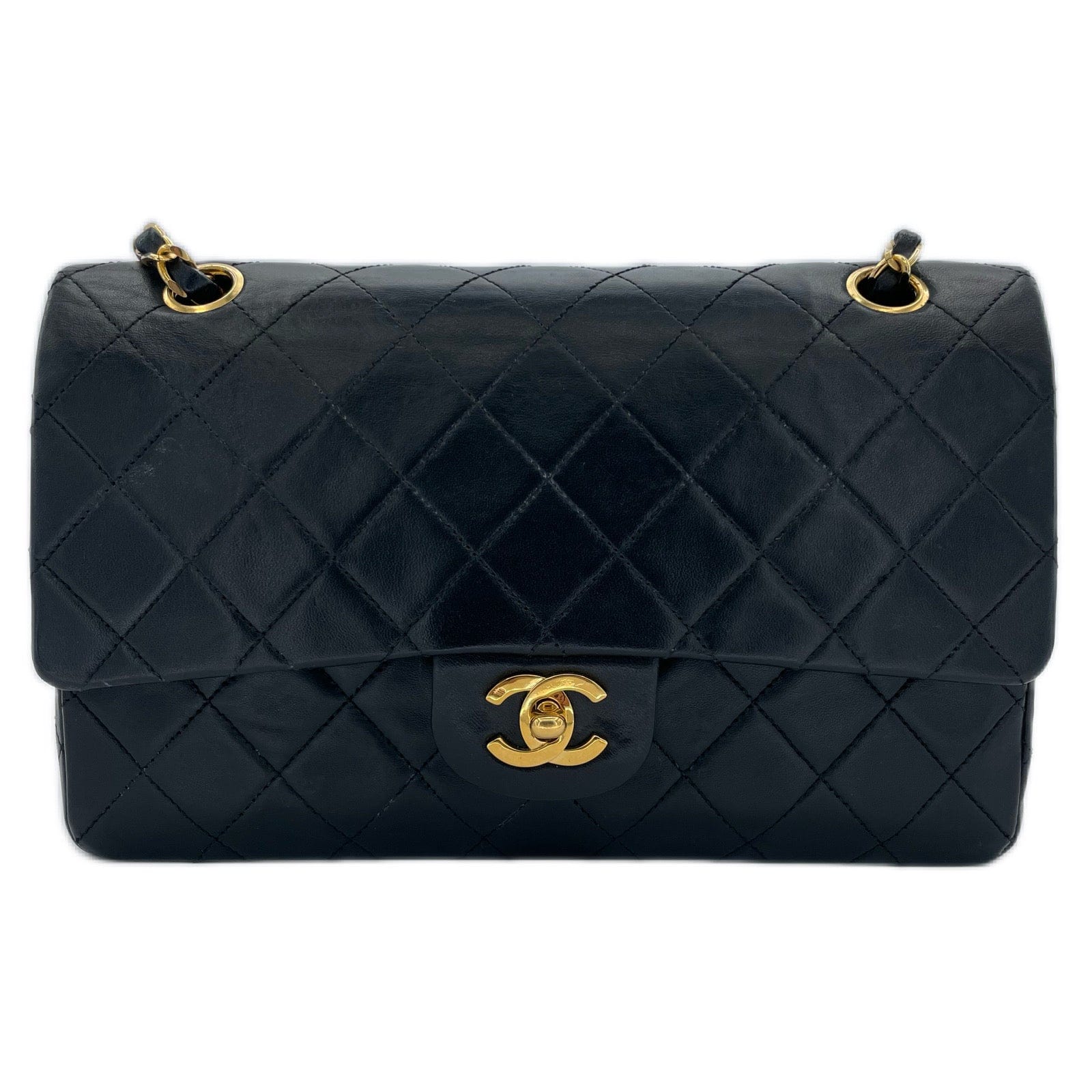 Chanel CHANEL VINTAGE CLASSIC FLAP MEDIUM BLACK LAMBSKIN GHW #0