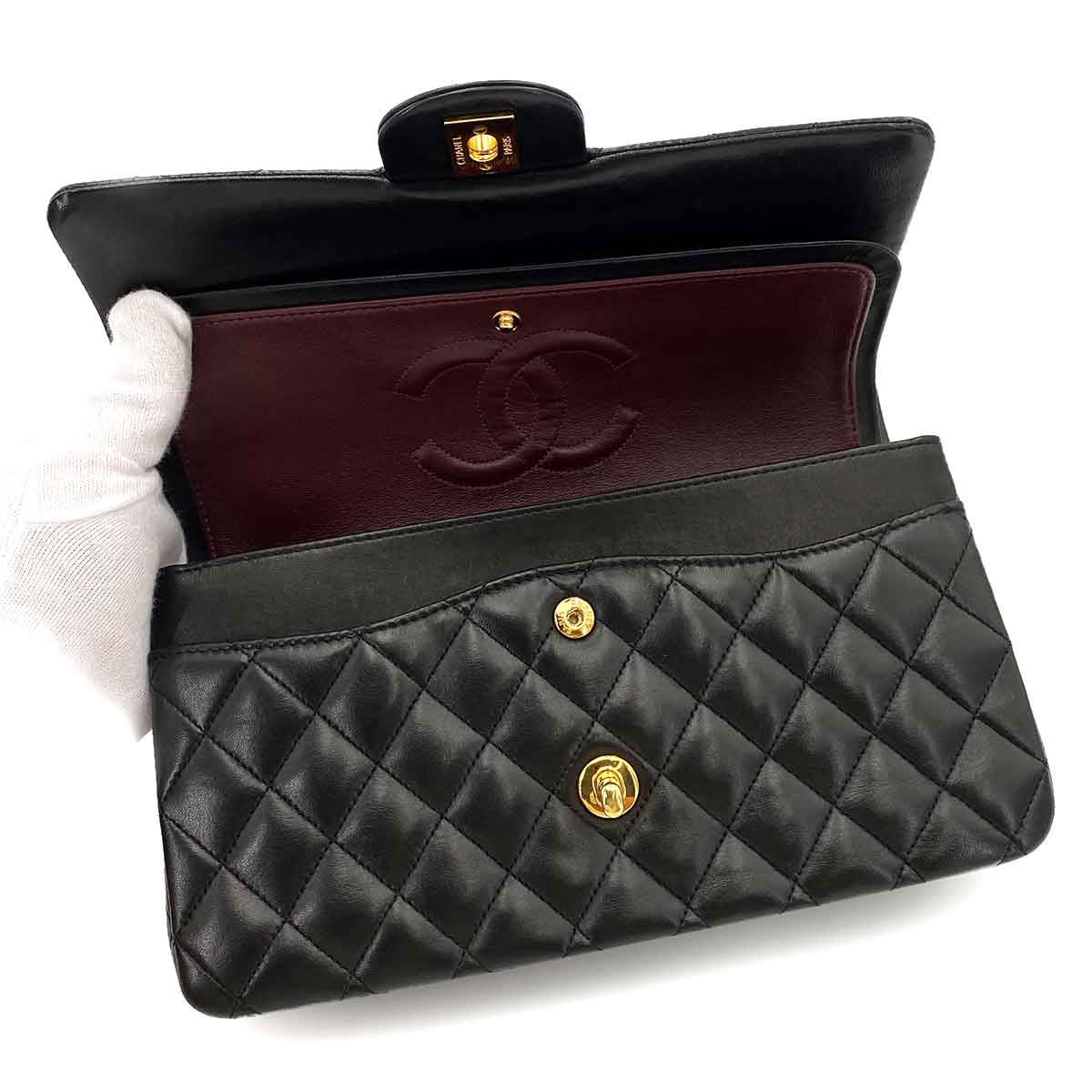 Chanel Chanel Vintage Classic Flap Medium Black Lambskin GHW #11 90242113