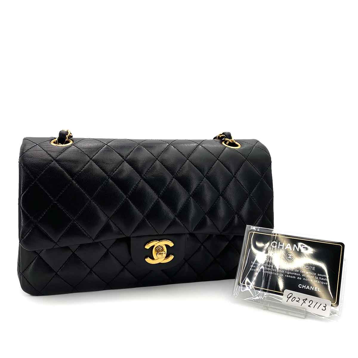 Chanel Chanel Vintage Classic Flap Medium Black Lambskin GHW #11 90242113
