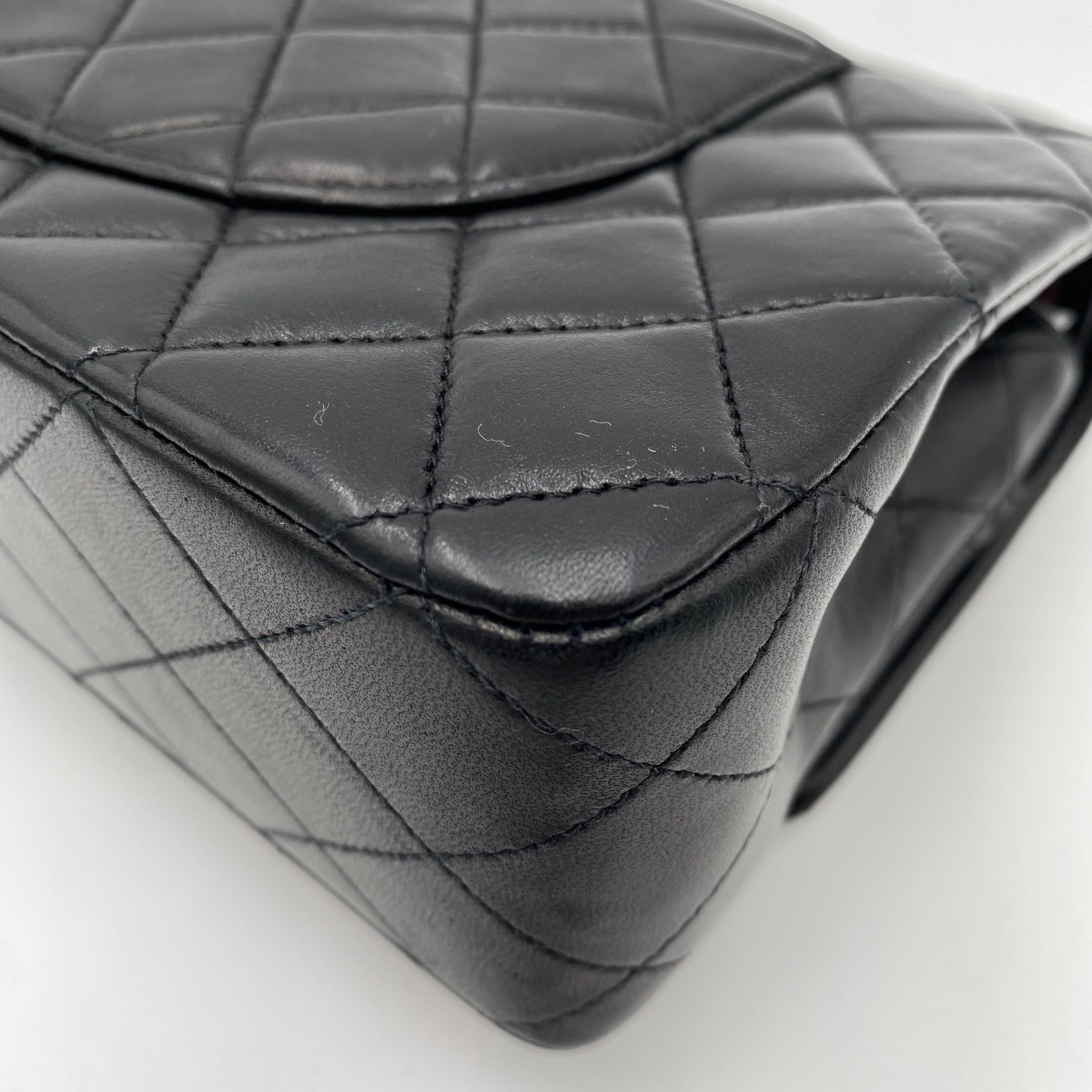 chanel CHANEL VINTAGE CLASSIC FLAP MEDIUM CHAIN SHOULDER BAG BLACK LAMB SKIN 90221257