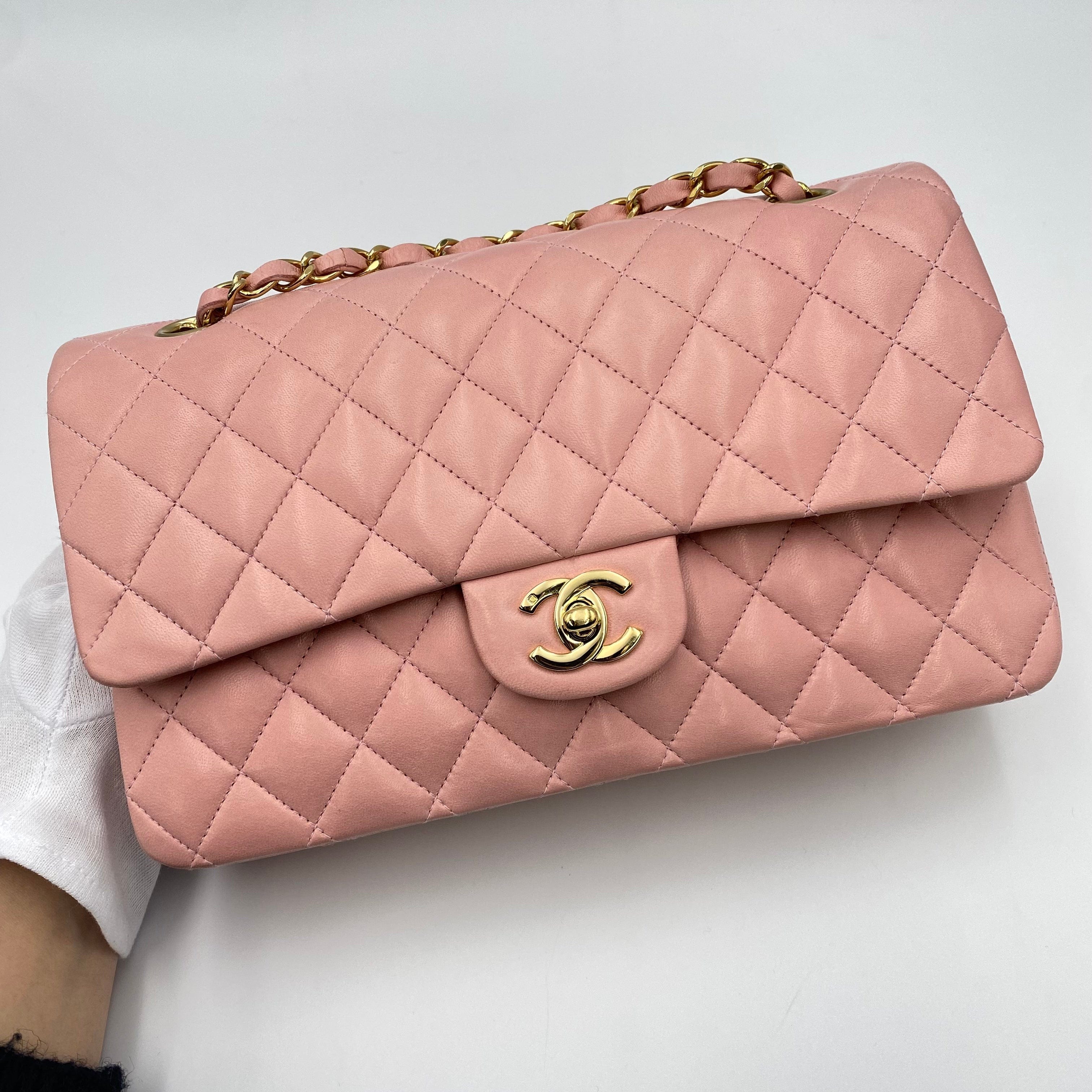 Chanel CHANEL VINTAGE CLASSIC FLAP MEDIUM CHAIN SHOULDER BAG PINK LAMB SKIN 90219906