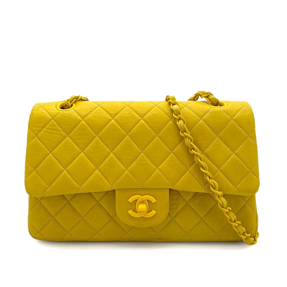 Chanel Chanel Vintage Classic Flap Medium Yellow Lambskin GHW #4 90252985